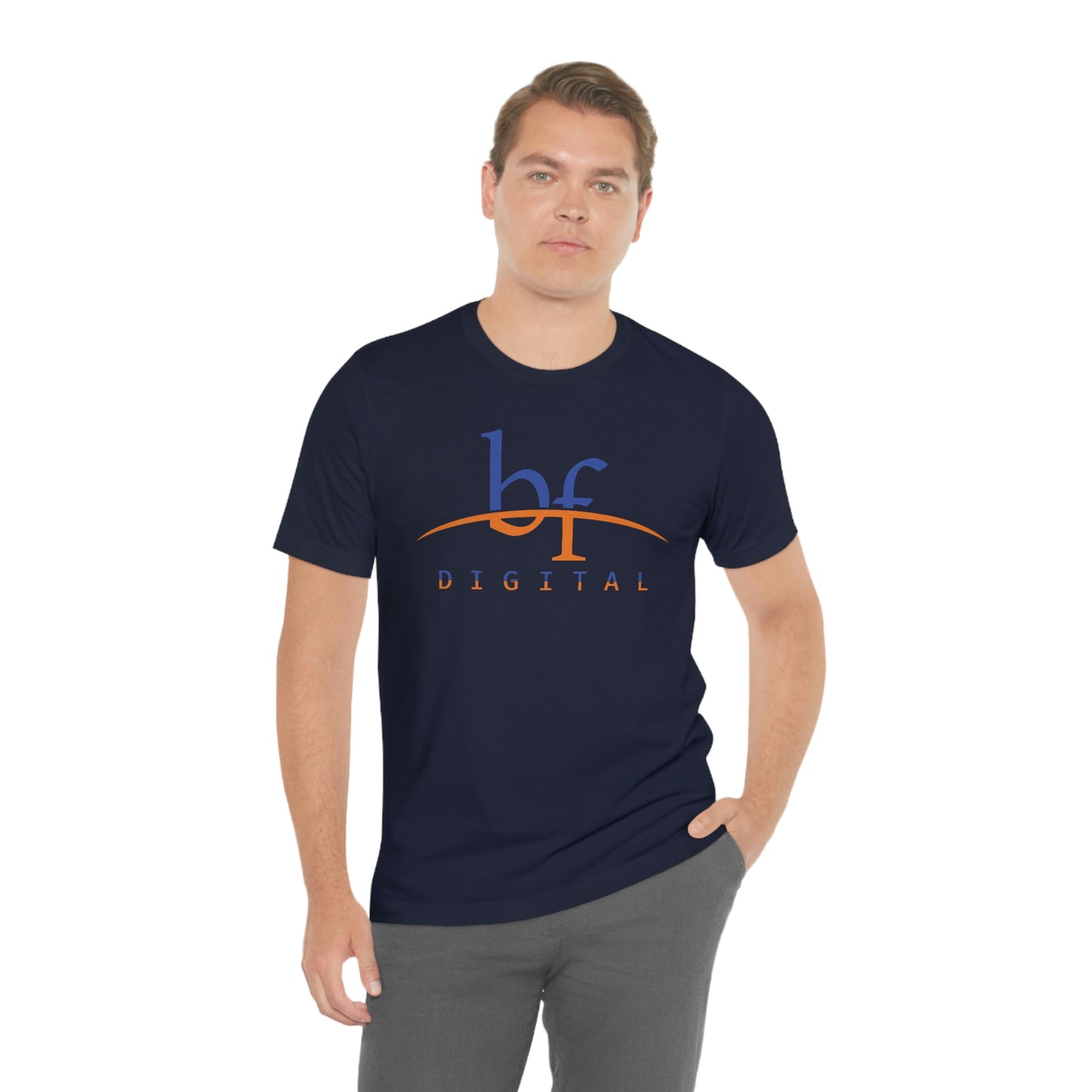 Unisex Blue Fire Digital Network Logo (Blue&Orange) Short Sleeve T-Shirt