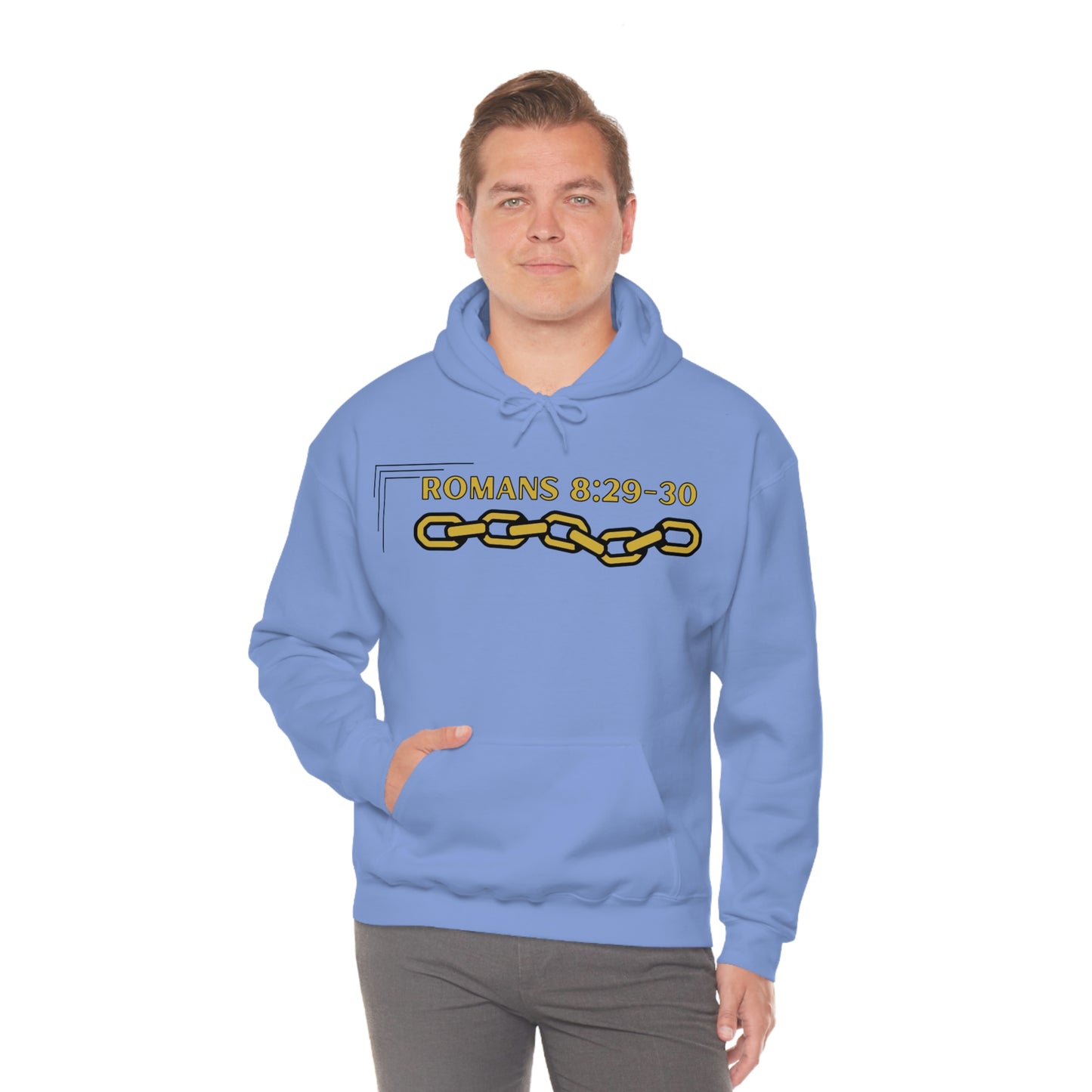 Unisex Golden Chain of Redemption (Romans 8:28-29) [Gold] Heavy Blend™ Hooded Sweatshirt