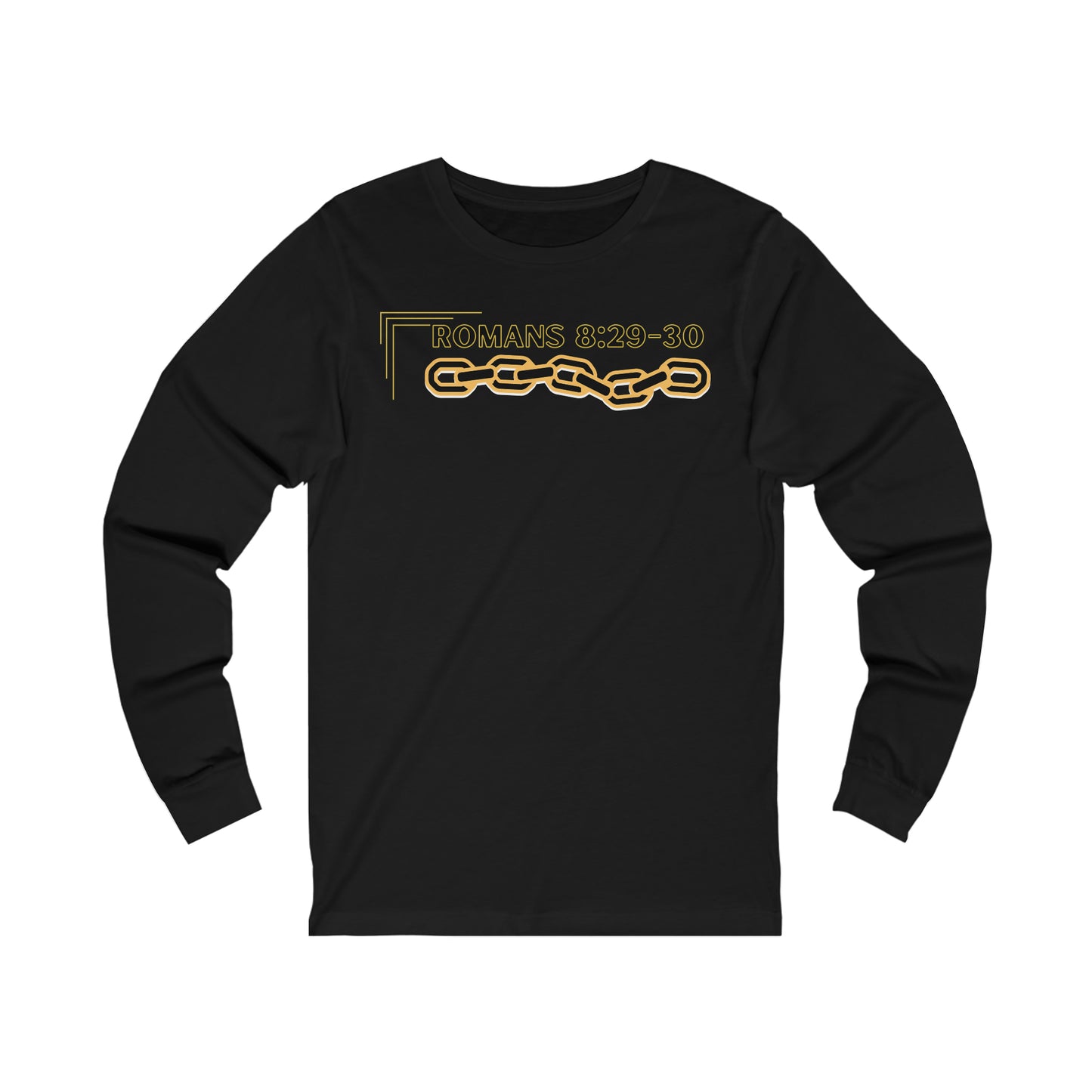 Unisex Golden Chain of Redemption (Romans 8:28-29) [Black] Long Sleeve T-Shirt