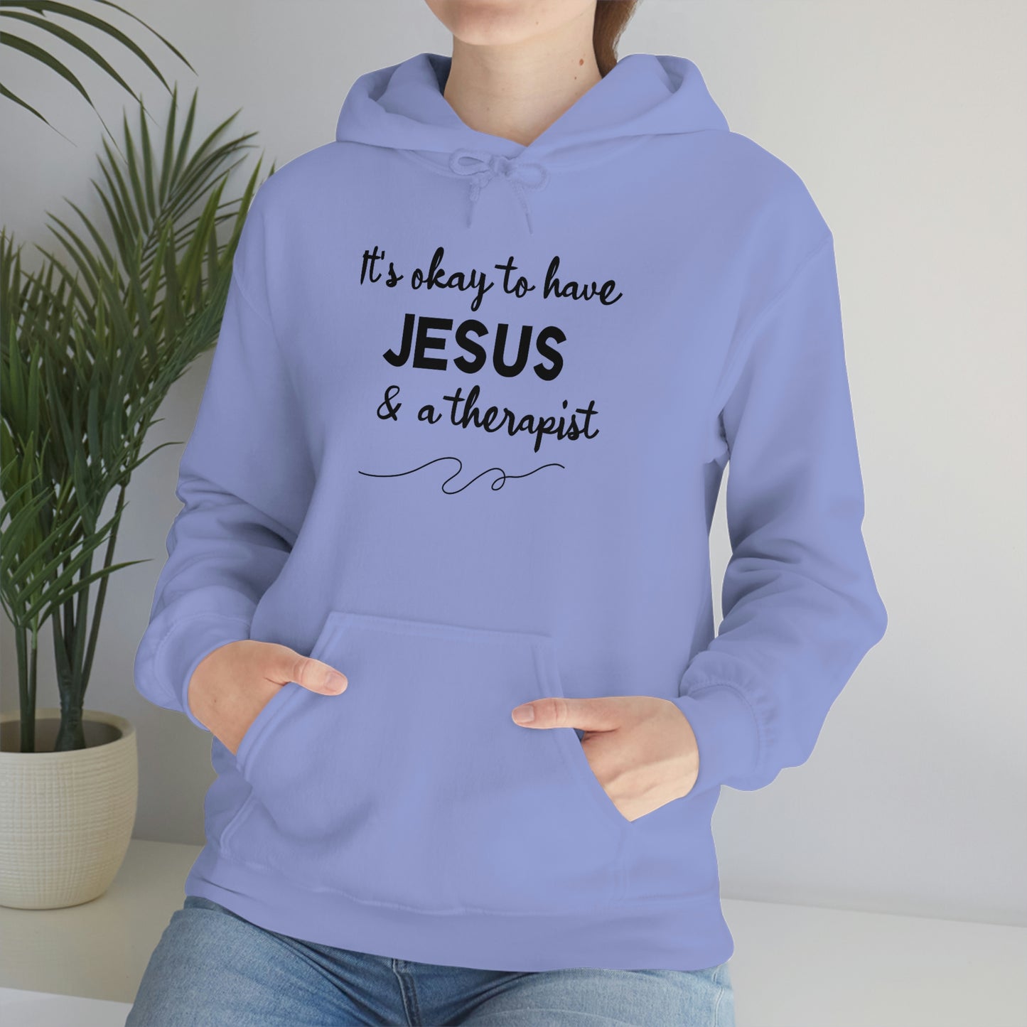 Women's Jesus & A Therapist (Black Text) Heavy Blend™ Hooded Sweatshirt