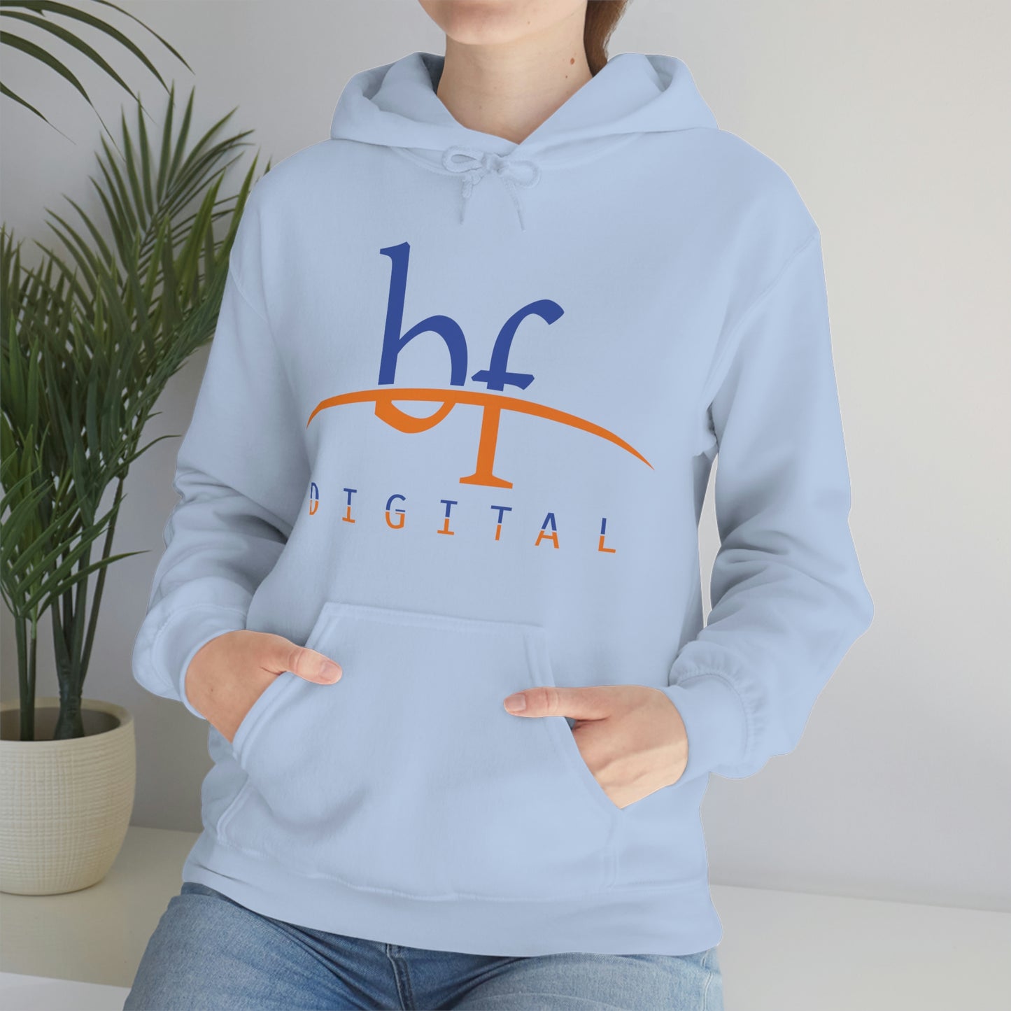 Unisex Blue Fire Digital Network Logo (Blue&Orange) Heavy Blend™ Hooded Sweatshirt