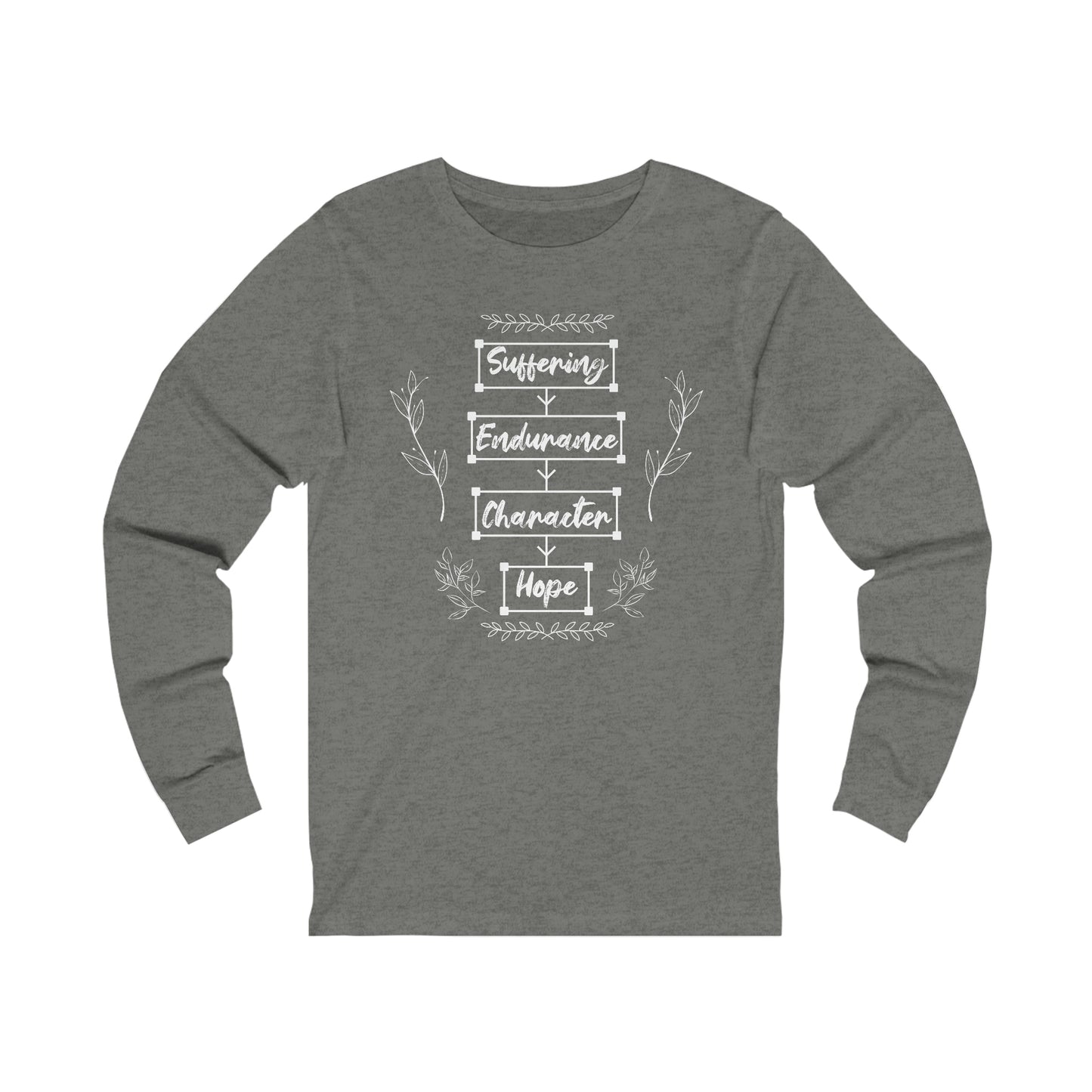 Women's Suffering Produces Hope (Romans 5:4) [White Text] Jersey Long Sleeve T-Shirt