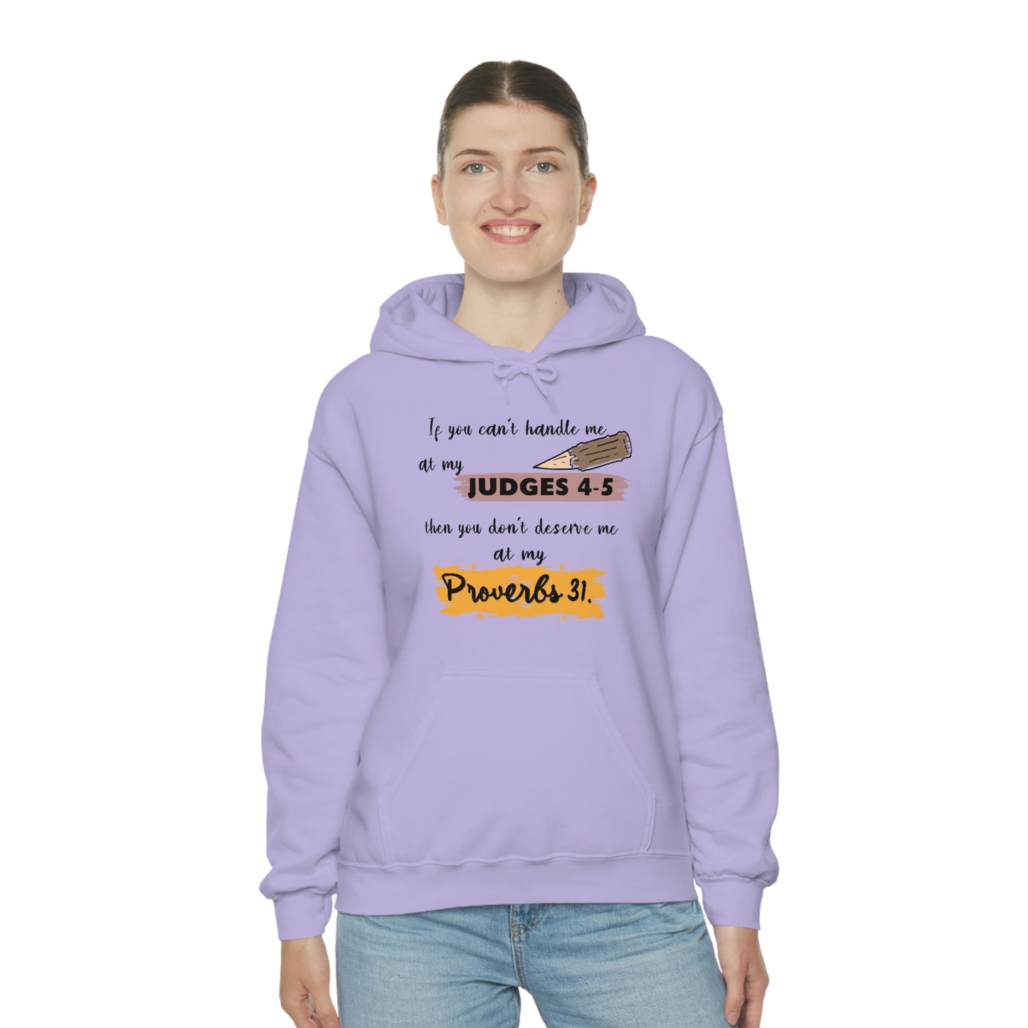 Women's Judges 4-5/Proverbs 31 (Black Text)  Heavy Blend™ Hooded Sweatshirt