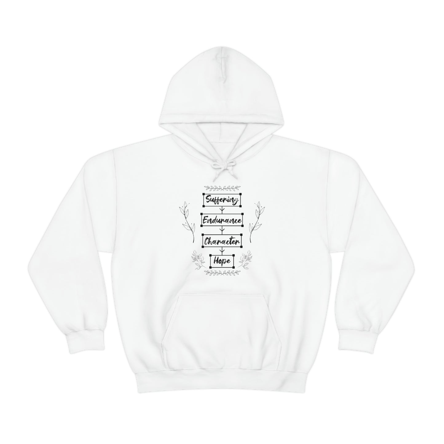 Women's Suffering Produces Hope (Romans 5:4) [Black Text] Heavy Blend™ Hooded Sweatshirt