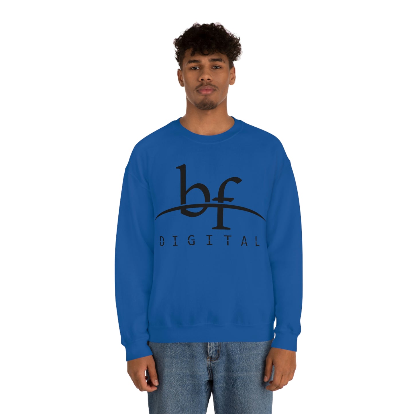 Unisex Blue Fire Digital Network Logo (Black) Heavy Blend™ Crewneck Sweatshirt