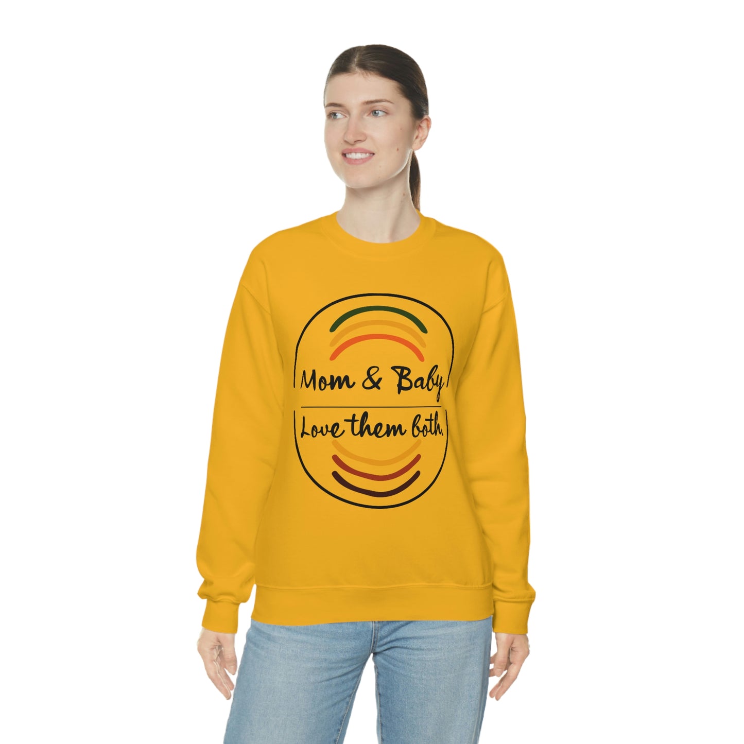 Women's Love Them Both (Black Text) Heavy Blend™ Crewneck Sweatshirt