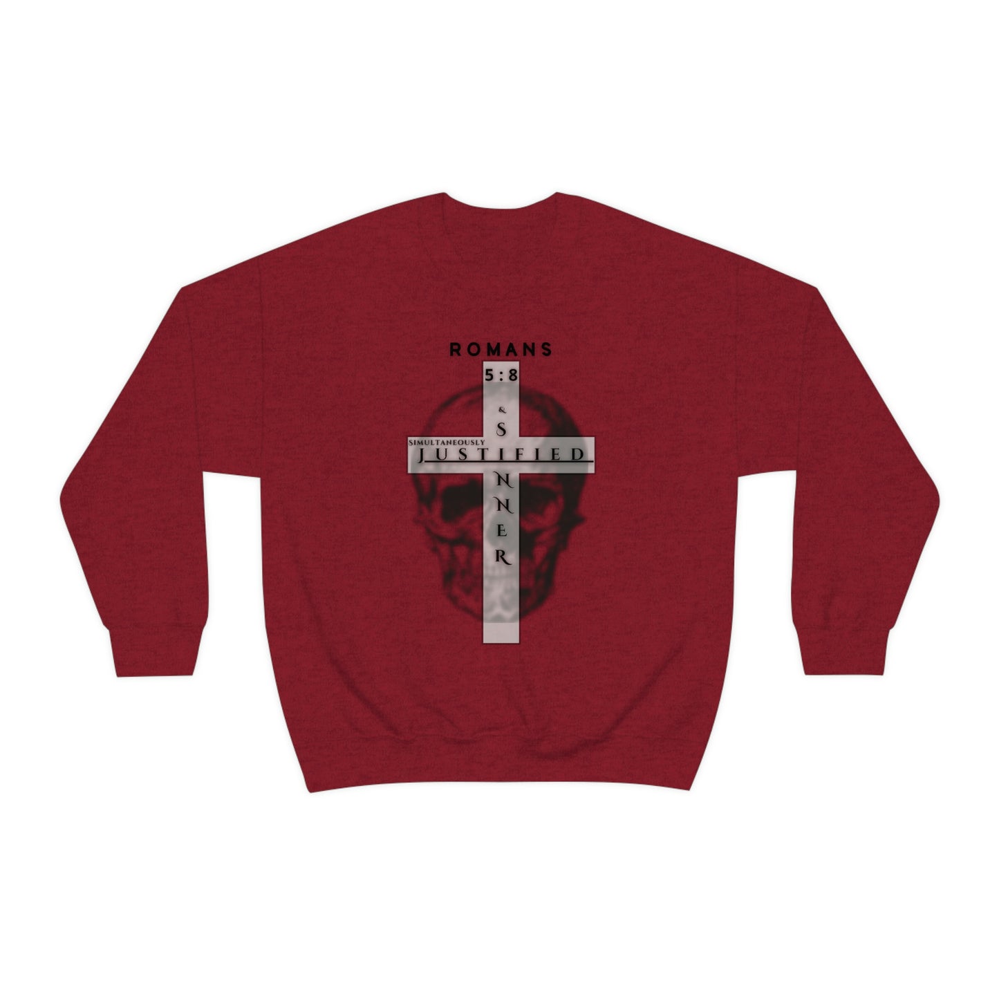 Men's Justified & Sinner (Romans 5:8) [Black Art] Heavy Blend™ Crewneck Sweatshirt