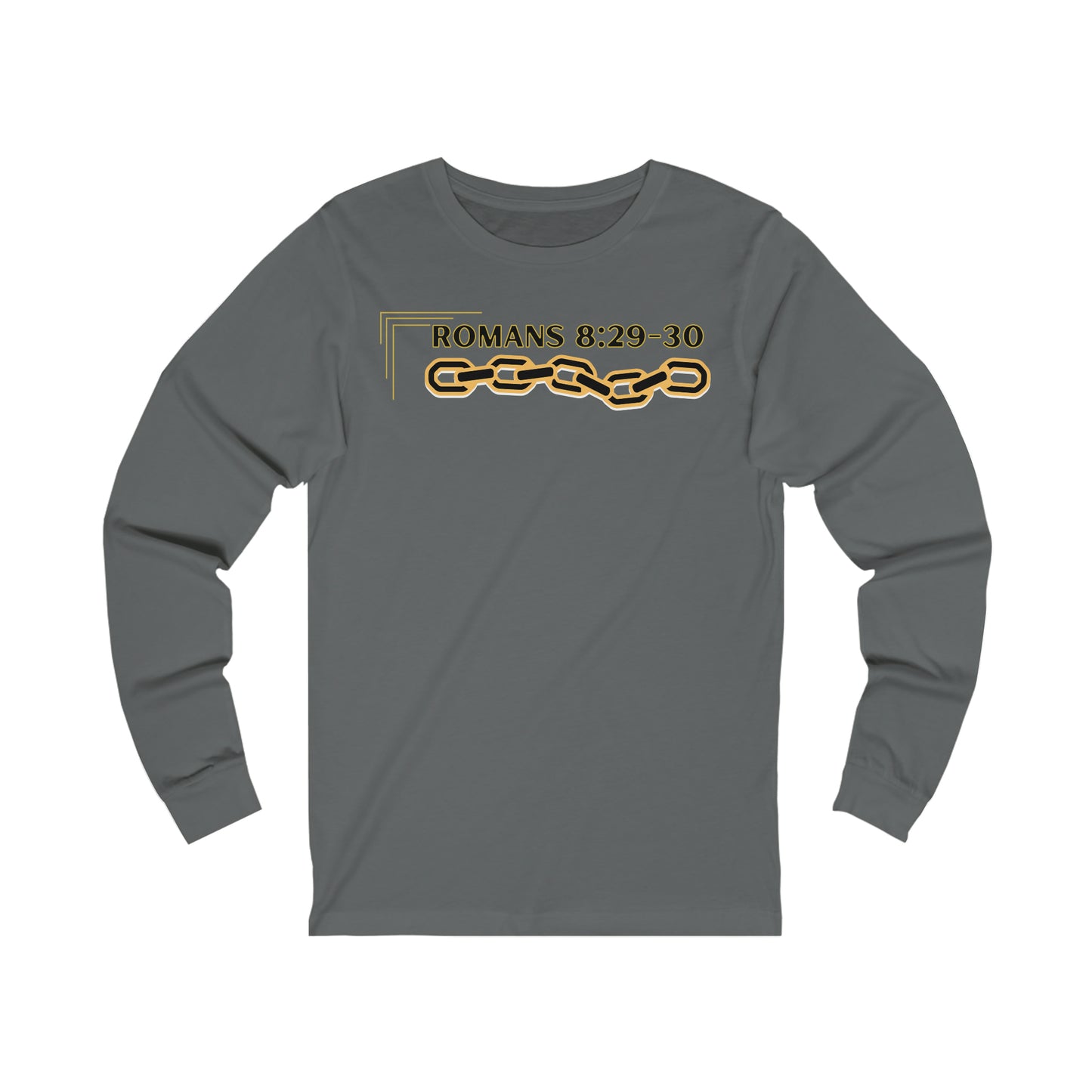 Unisex Golden Chain of Redemption (Romans 8:28-29) [Black] Long Sleeve T-Shirt