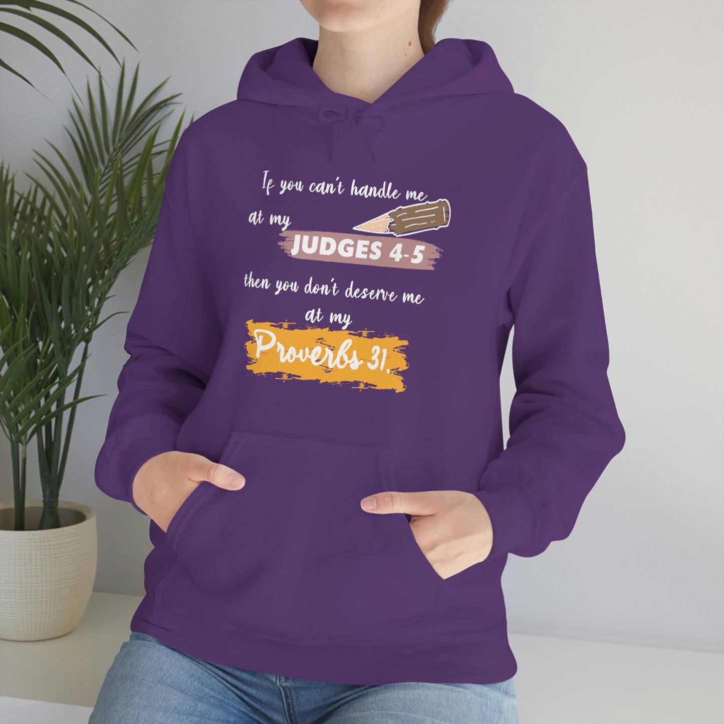 Women's Judges 4-5/Proverbs 31 (White Text) Heavy Blend™ Hooded Sweatshirt