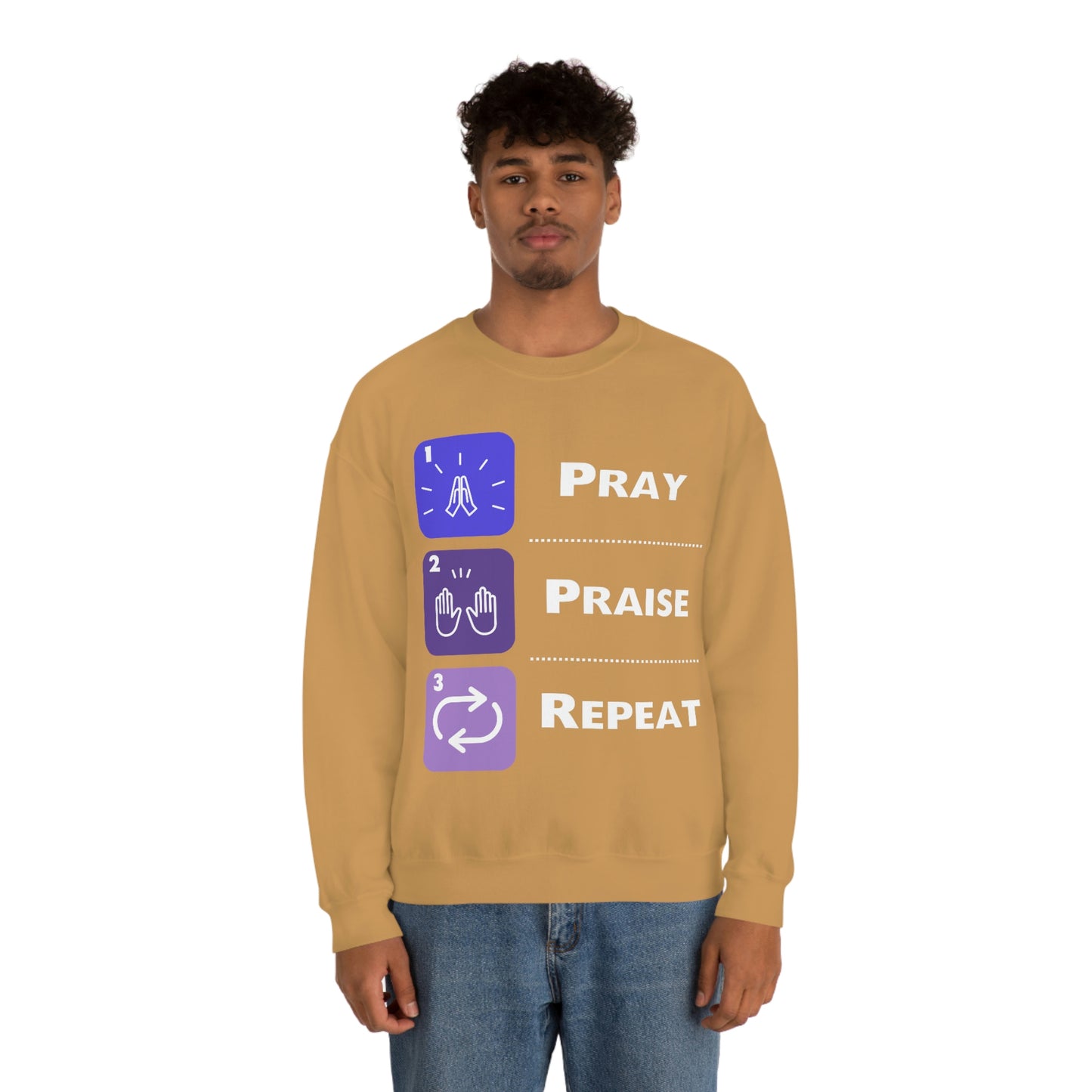 Unisex Pray, Praise, Repeat Heavy Blend™ Crewneck Sweatshirt (Palette 3)