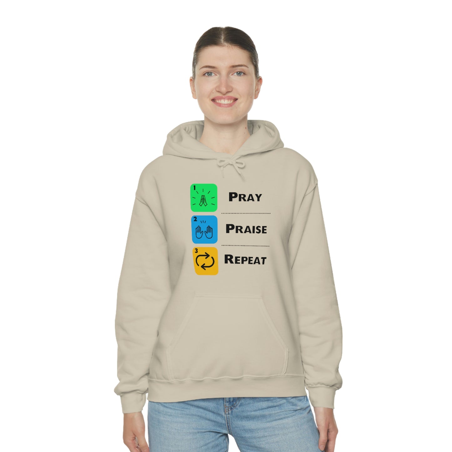 Unisex Pray, Praise, Repeat Heavy Blend™ Hooded Sweatshirt (Palette 2)