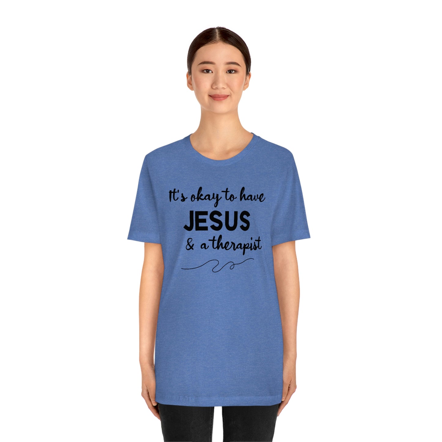 Women's Jesus & A Therapist (Black Text) Short Sleeve T-Shirt