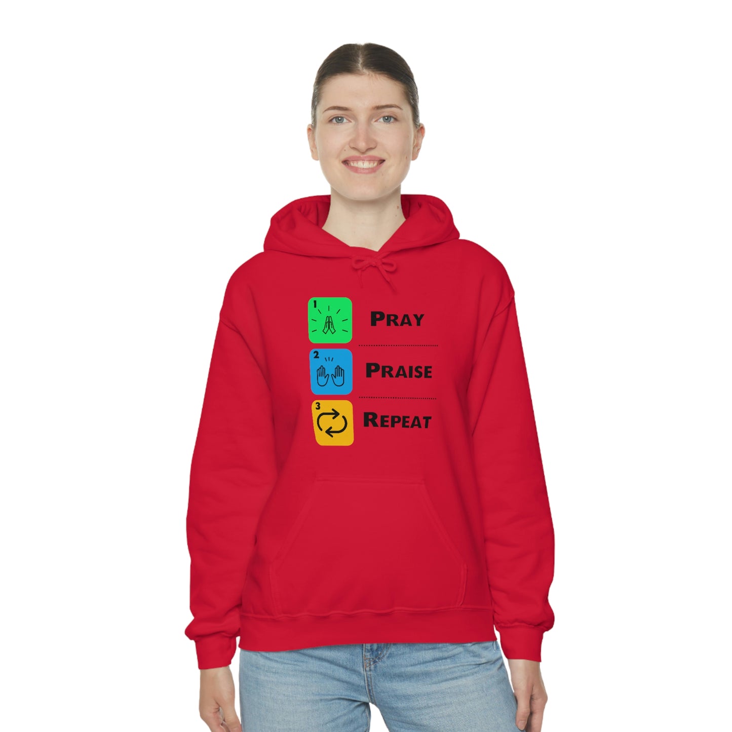 Unisex Pray, Praise, Repeat Heavy Blend™ Hooded Sweatshirt (Palette 2)