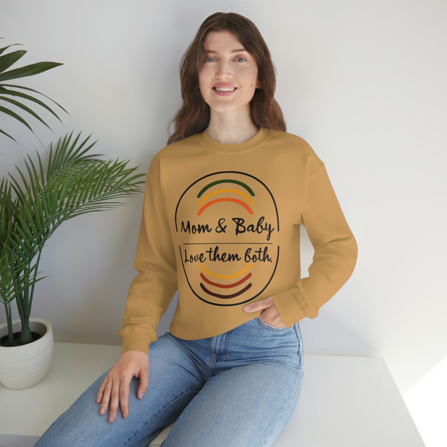 Women's Love Them Both (Black Text) Heavy Blend™ Crewneck Sweatshirt