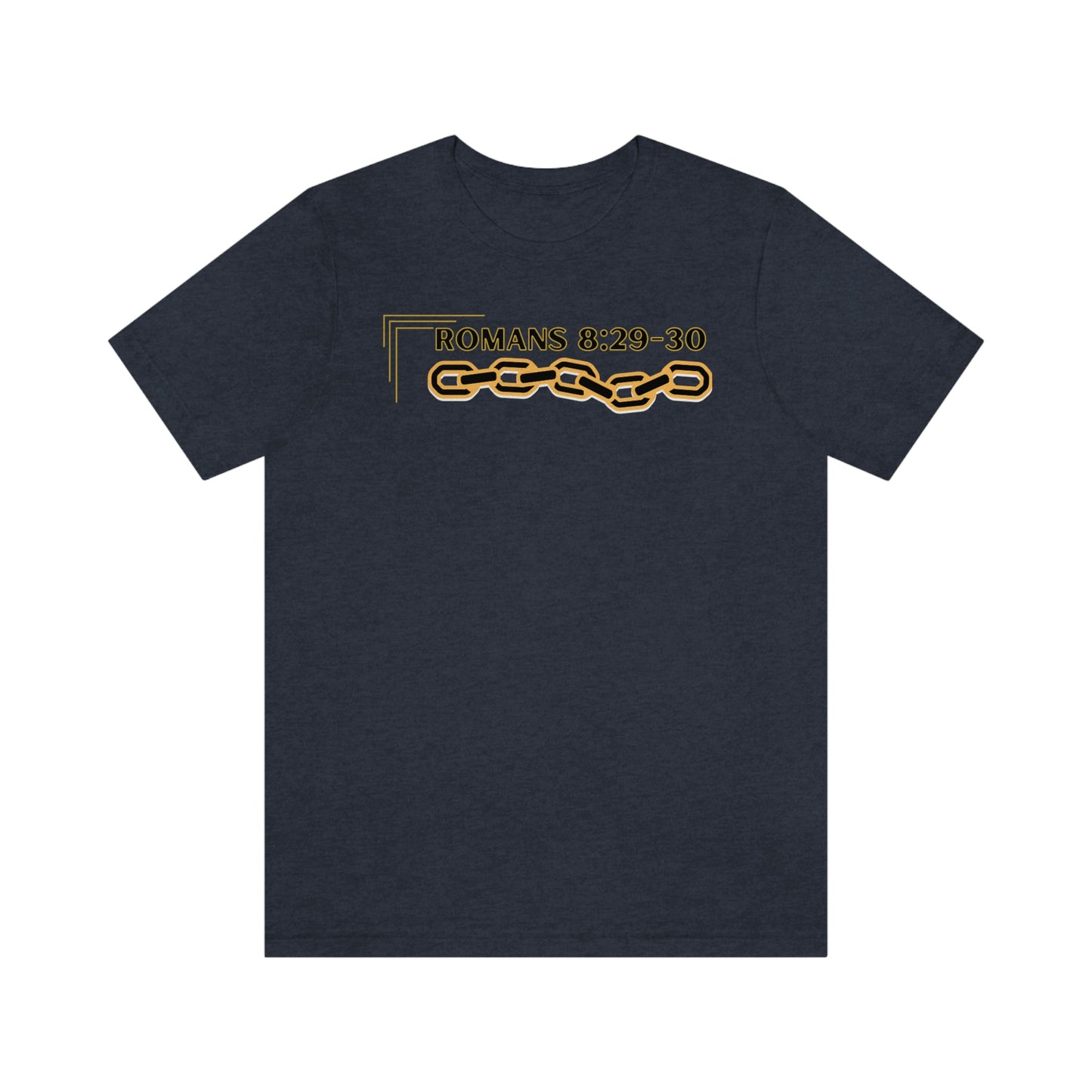 Unisex Golden Chain of Redemption (Romans 8:28-29) [Black] Short Sleeve T-Shirt