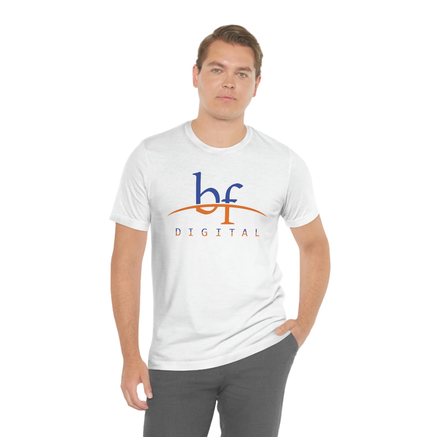 Unisex Blue Fire Digital Network Logo (Blue&Orange) Short Sleeve T-Shirt