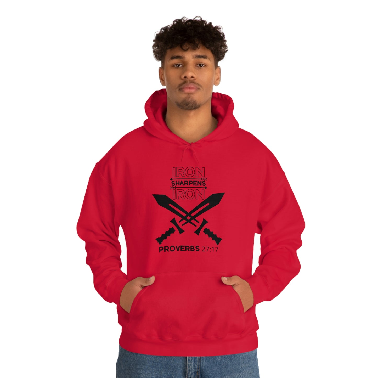 Men's Iron Sharpens Iron (Black Art) Heavy Blend™ Hooded Sweatshirt