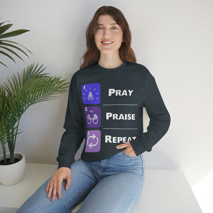 Unisex Pray, Praise, Repeat Heavy Blend™ Crewneck Sweatshirt (Palette 3)