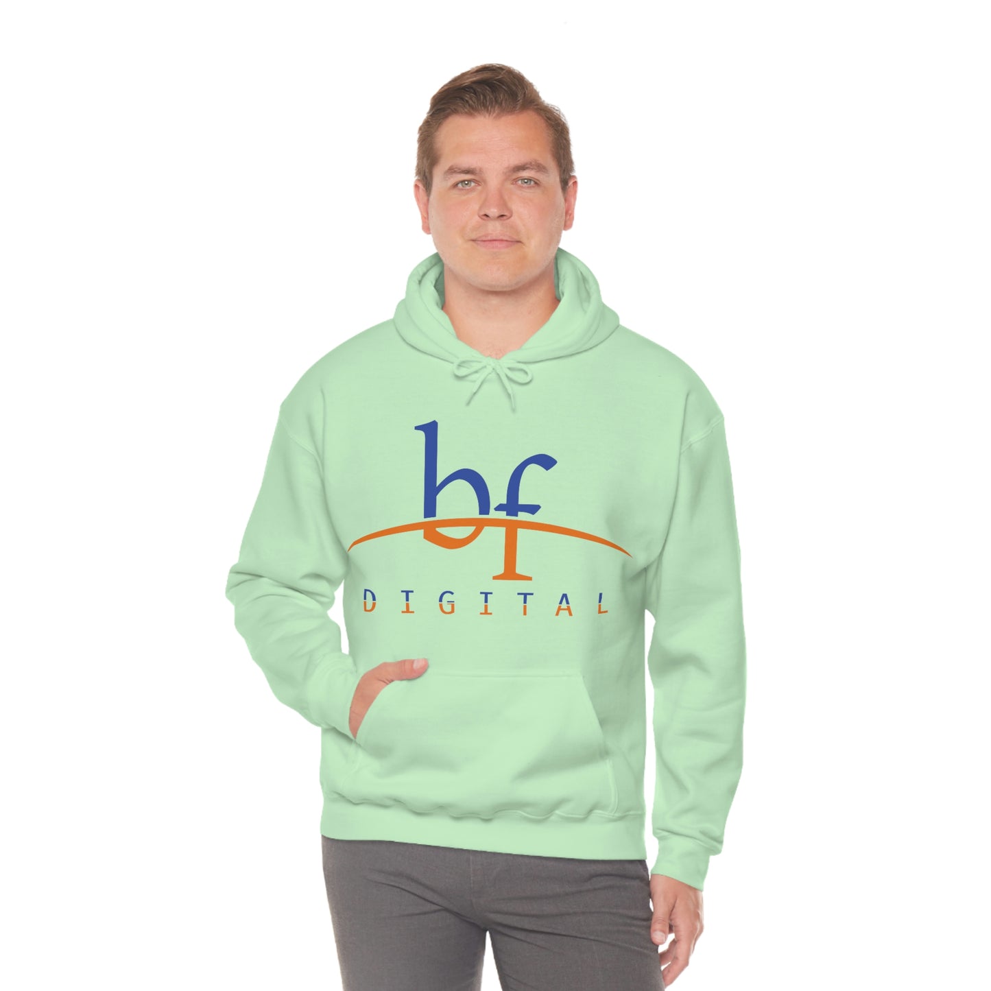 Unisex Blue Fire Digital Network Logo (Blue&Orange) Heavy Blend™ Hooded Sweatshirt