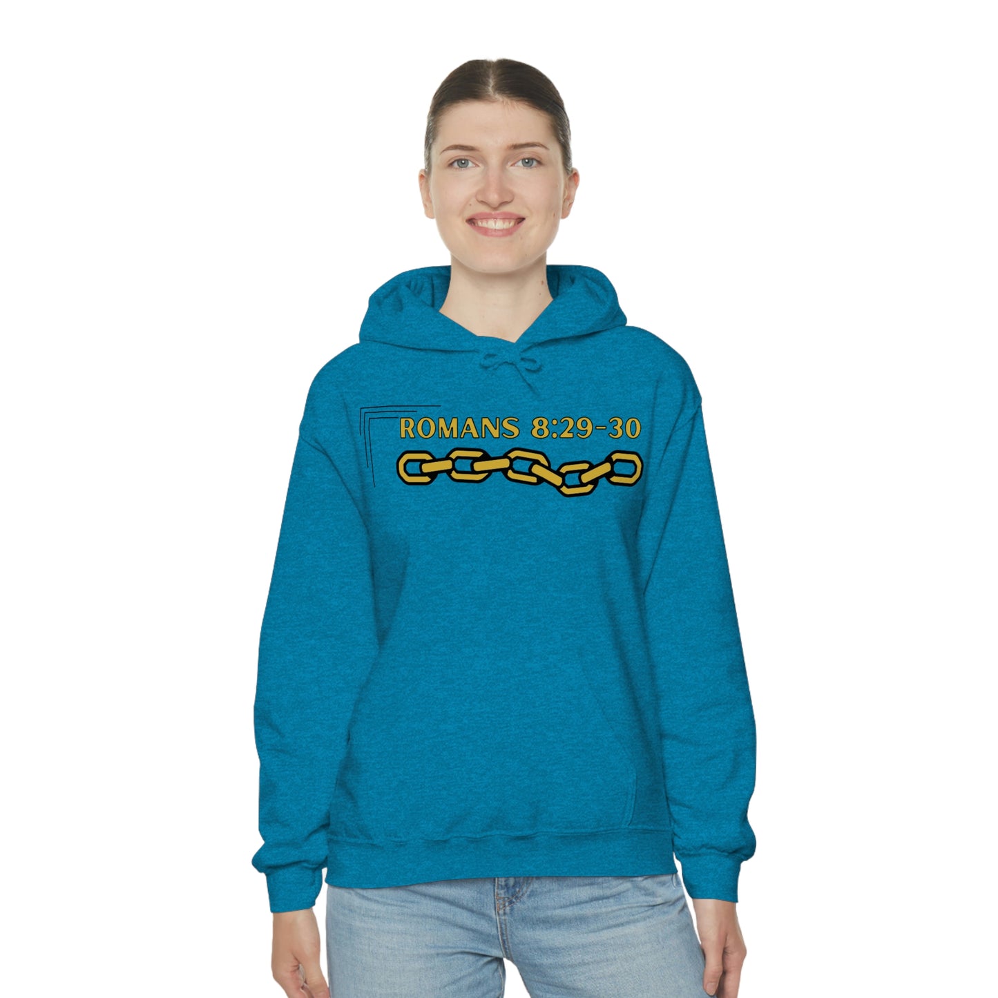 Unisex Golden Chain of Redemption (Romans 8:28-29) [Gold] Heavy Blend™ Hooded Sweatshirt