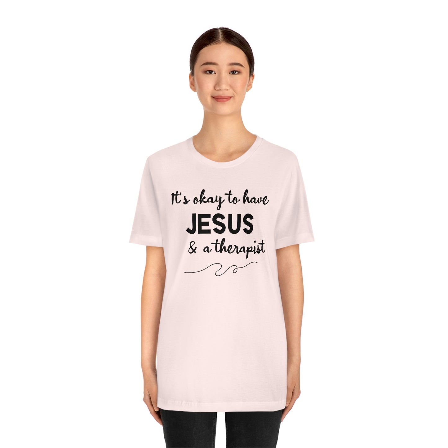 Women's Jesus & A Therapist (Black Text) Short Sleeve T-Shirt