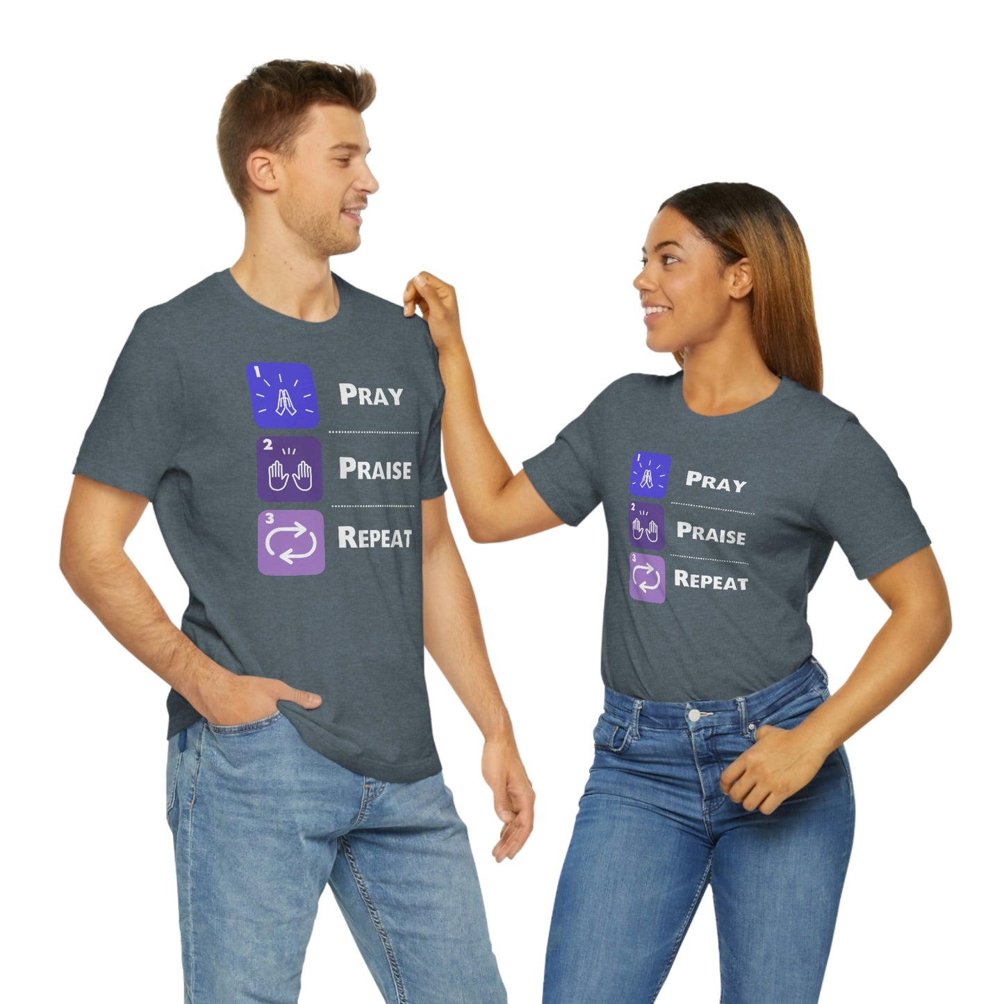 Unisex Pray, Praise, Repeat Short Sleeve T-Shirt (Palette 3)