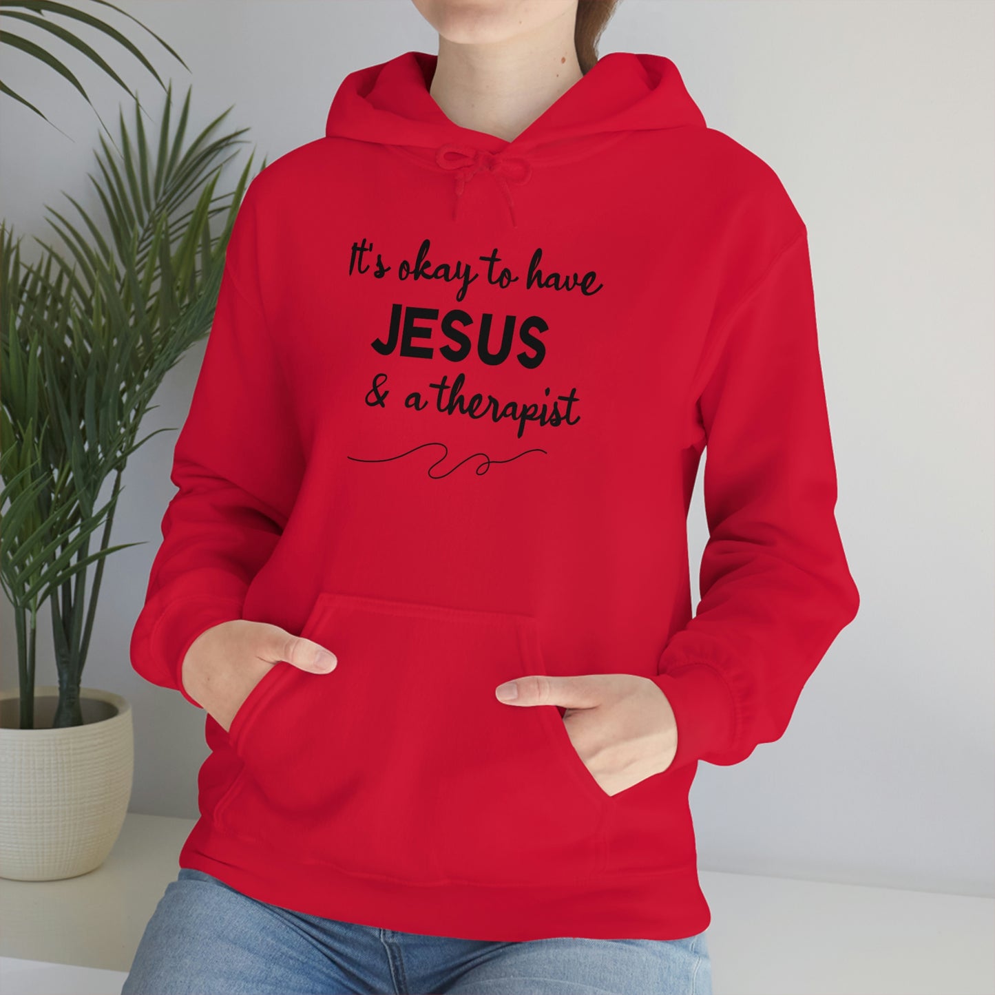 Women's Jesus & A Therapist (Black Text) Heavy Blend™ Hooded Sweatshirt