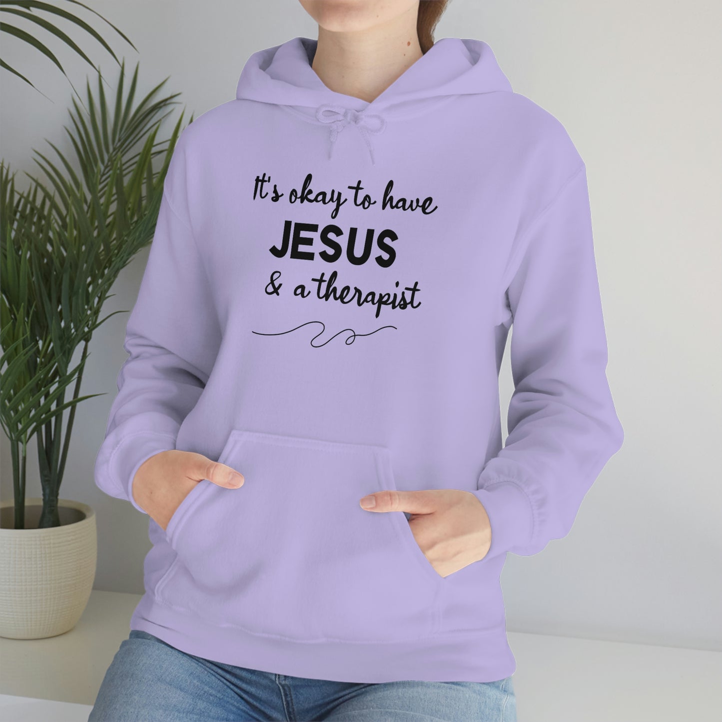 Women's Jesus & A Therapist (Black Text) Heavy Blend™ Hooded Sweatshirt