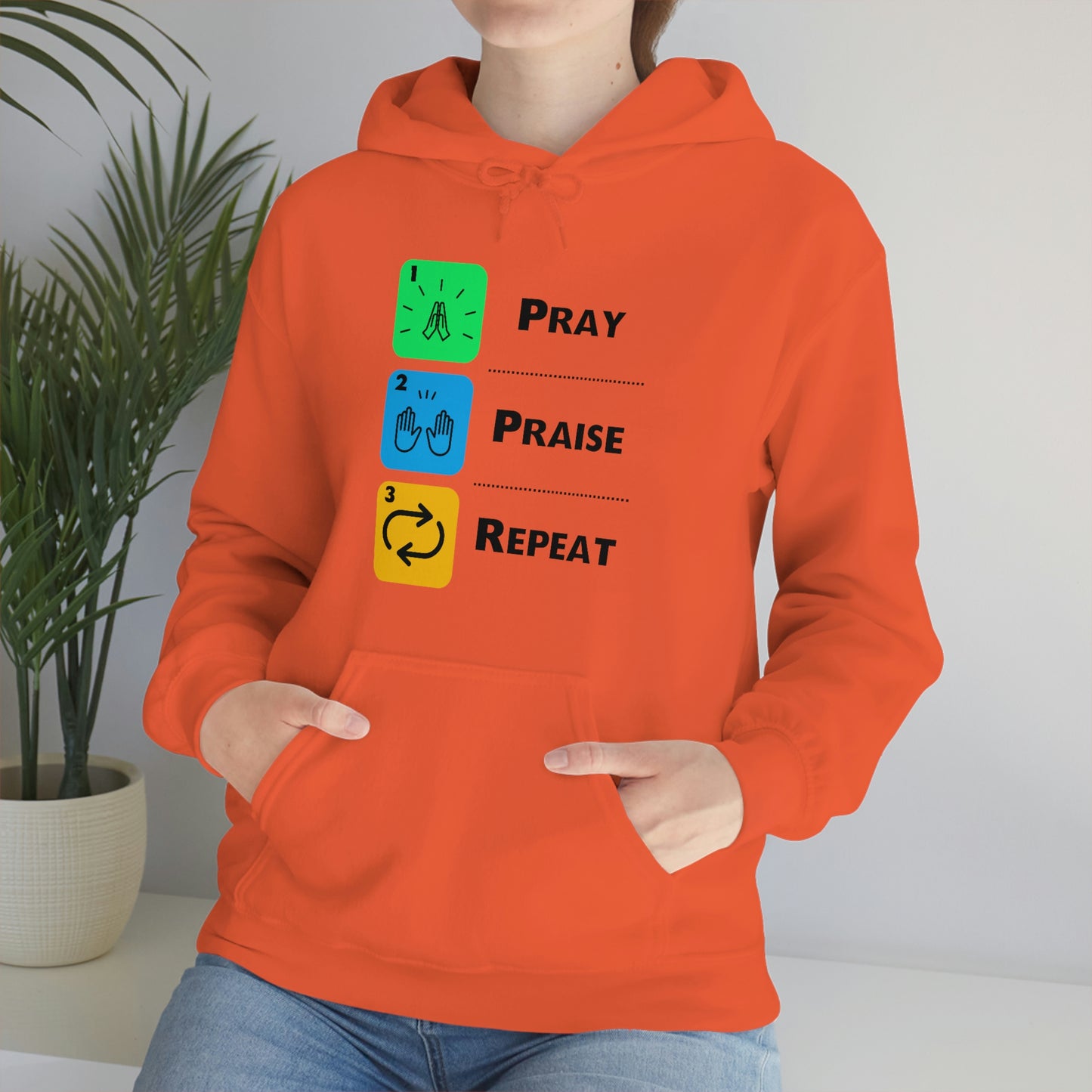 Unisex Pray, Praise, Repeat Heavy Blend™ Hooded Sweatshirt (Palette 2)