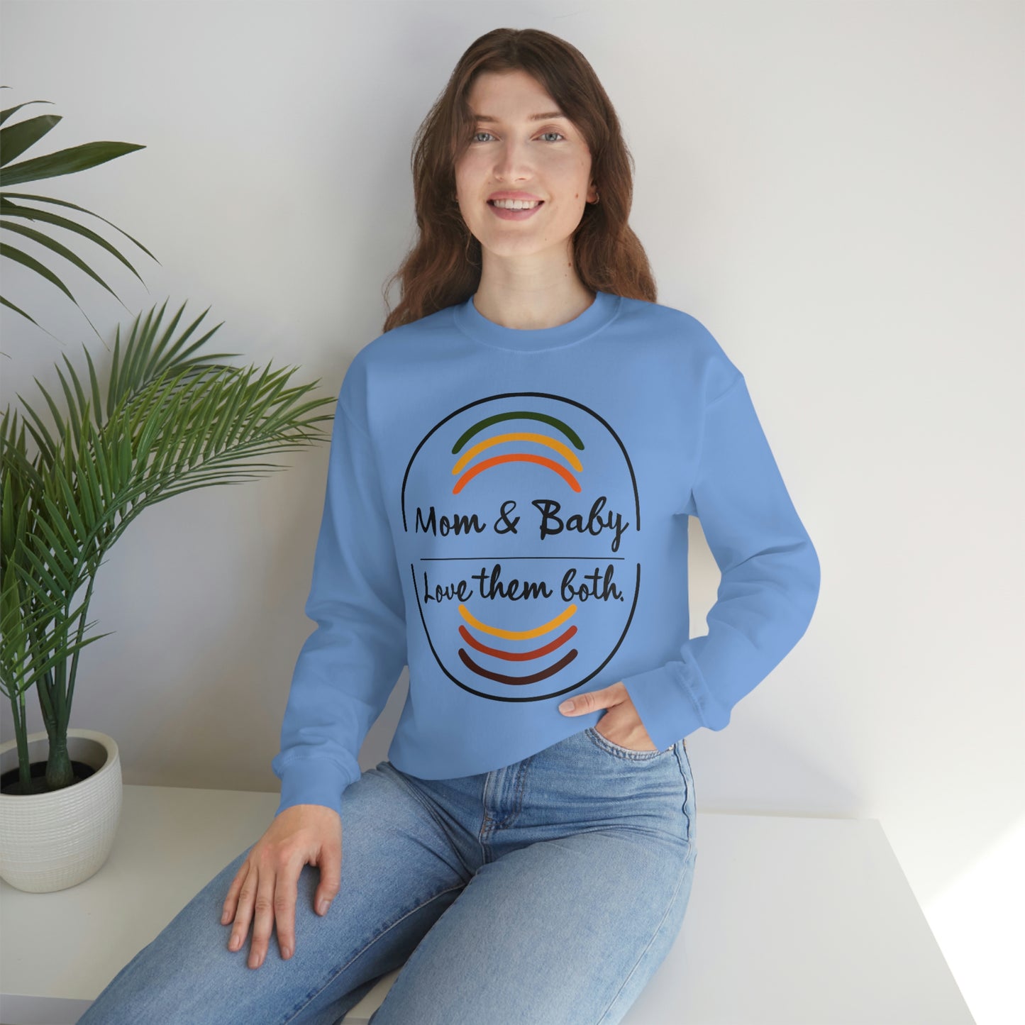 Women's Love Them Both (Black Text) Heavy Blend™ Crewneck Sweatshirt