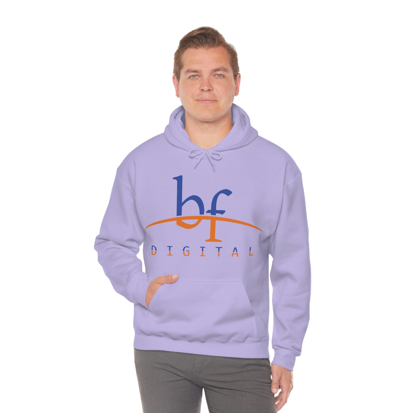 Unisex Blue Fire Digital Network Logo (Blue&Orange) Heavy Blend™ Hooded Sweatshirt