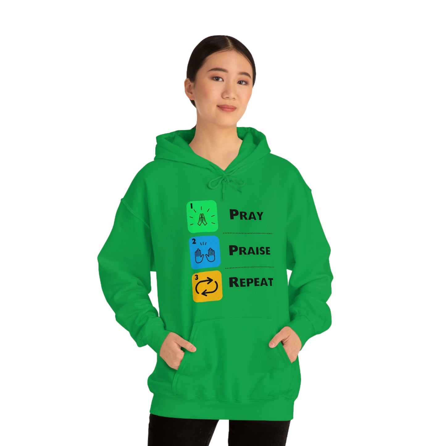 Unisex Pray, Praise, Repeat Heavy Blend™ Hooded Sweatshirt (Palette 2)