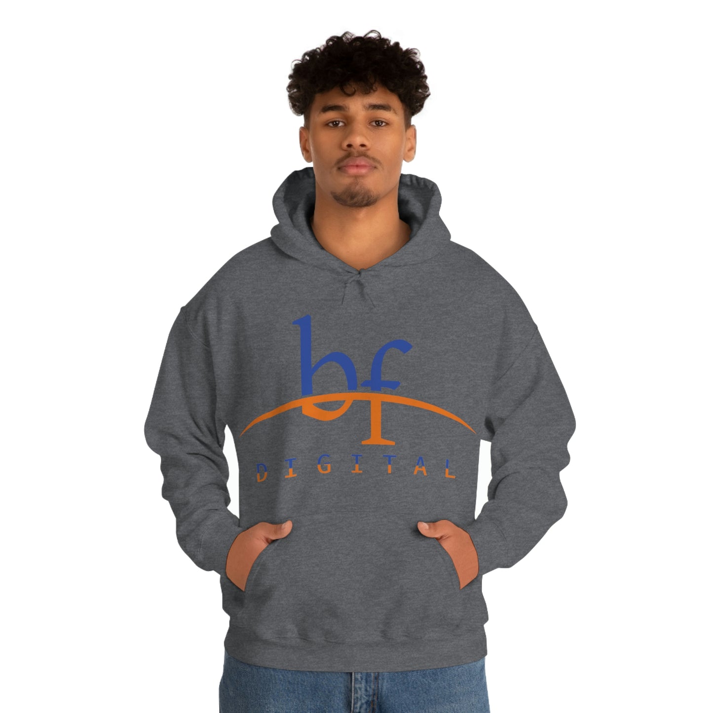 Unisex Blue Fire Digital Network Logo (Blue&Orange) Heavy Blend™ Hooded Sweatshirt