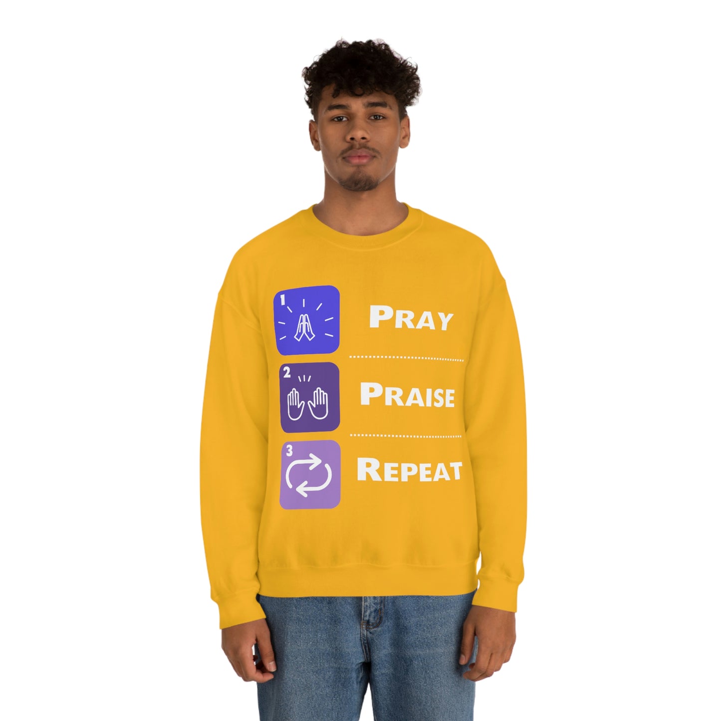 Unisex Pray, Praise, Repeat Heavy Blend™ Crewneck Sweatshirt (Palette 3)