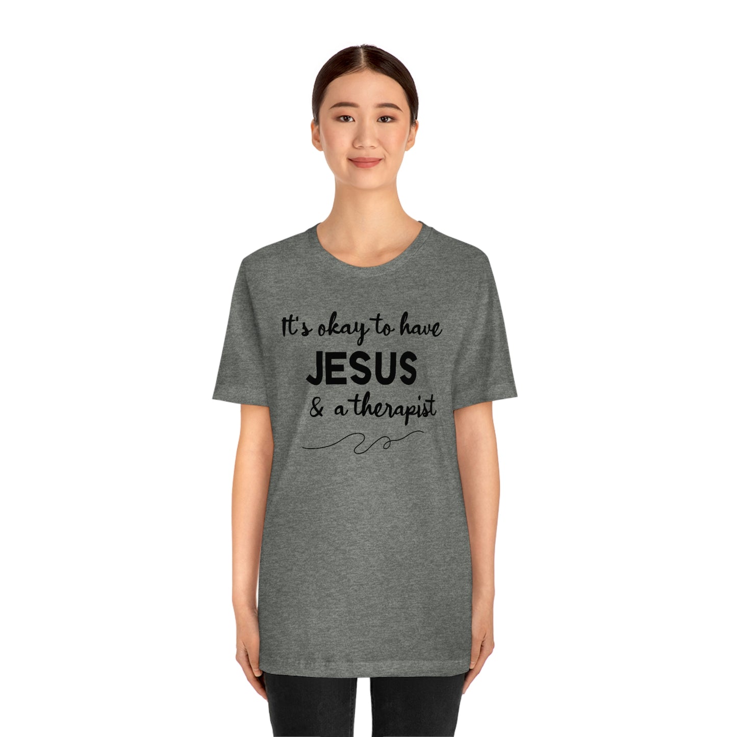 Women's Jesus & A Therapist (Black Text) Short Sleeve T-Shirt