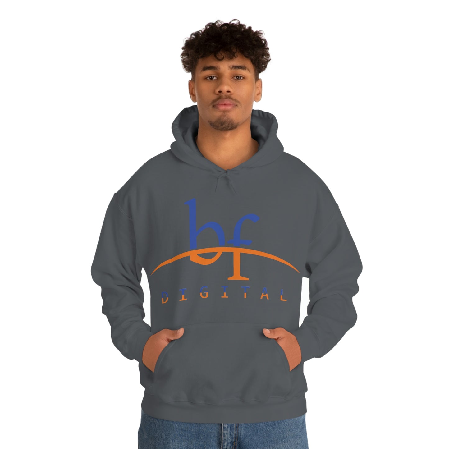 Unisex Blue Fire Digital Network Logo (Blue&Orange) Heavy Blend™ Hooded Sweatshirt