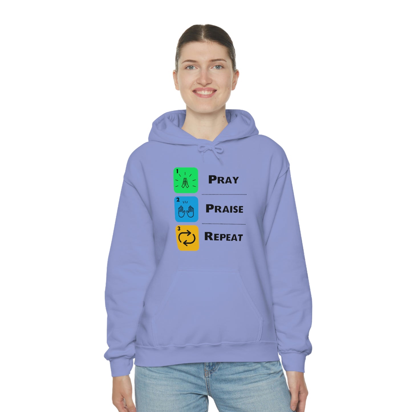 Unisex Pray, Praise, Repeat Heavy Blend™ Hooded Sweatshirt (Palette 2)