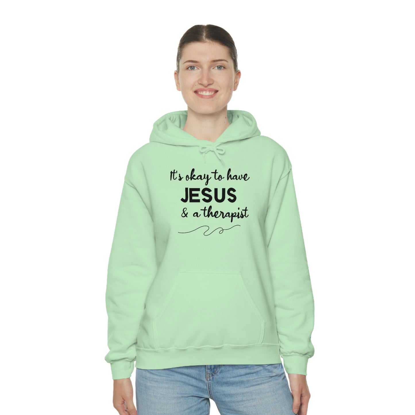 Women's Jesus & A Therapist (Black Text) Heavy Blend™ Hooded Sweatshirt