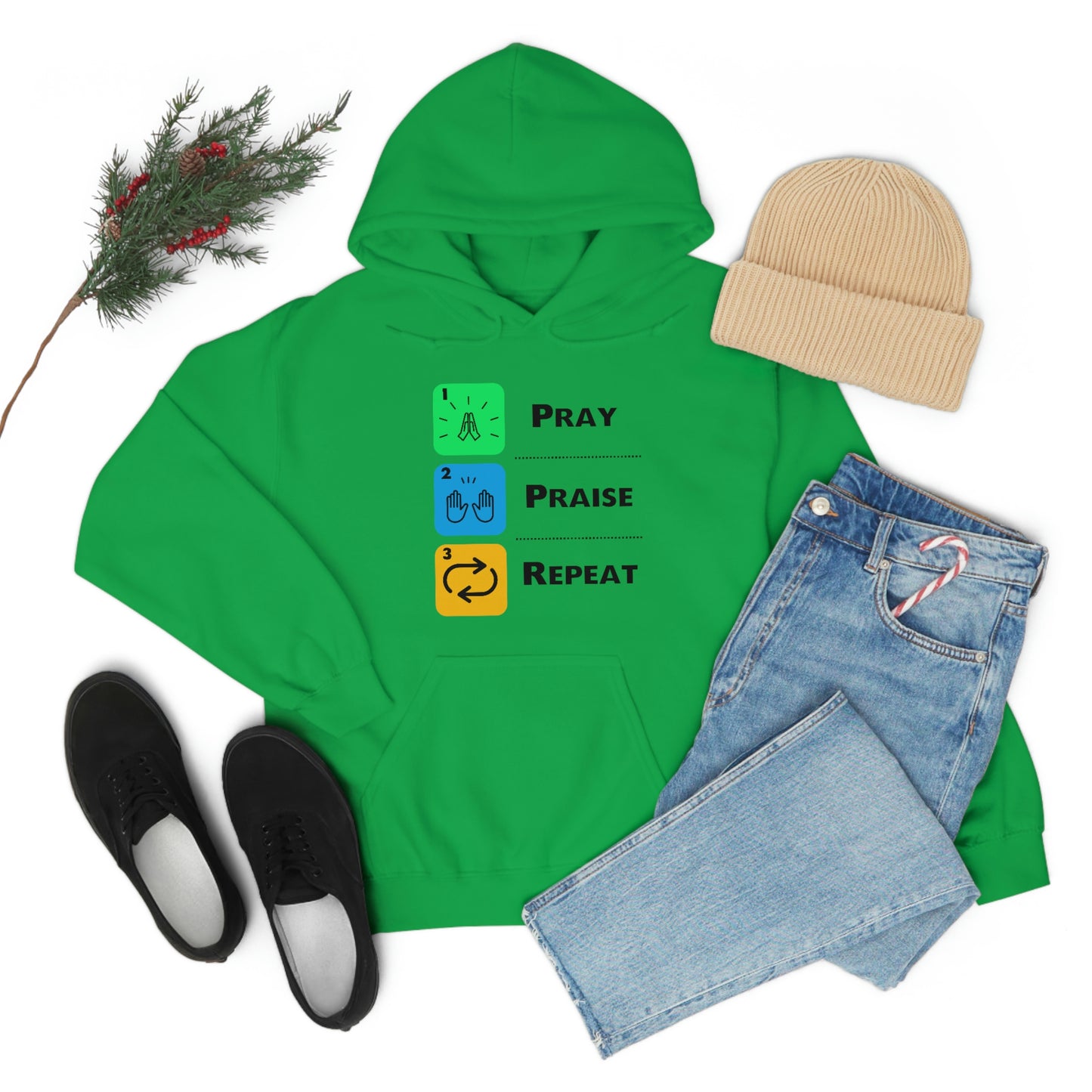 Unisex Pray, Praise, Repeat Heavy Blend™ Hooded Sweatshirt (Palette 2)