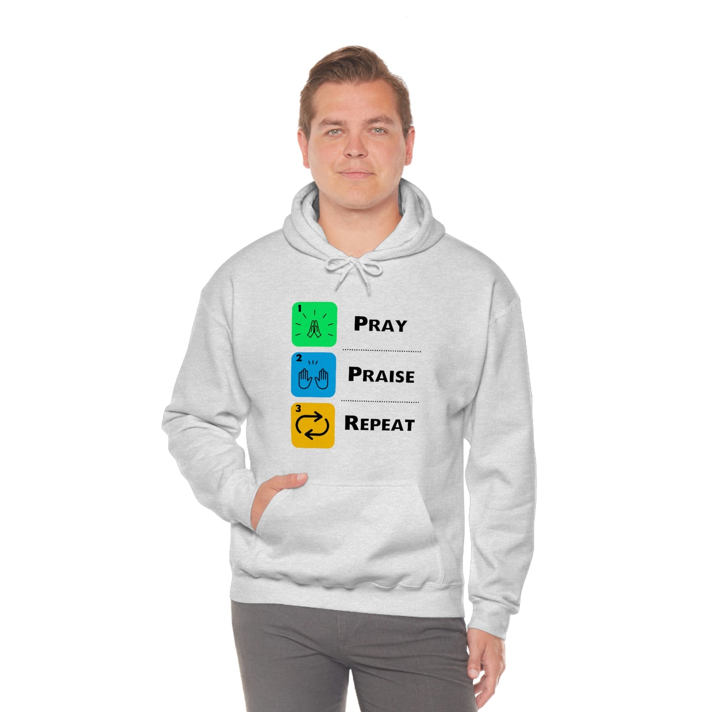 Unisex Pray, Praise, Repeat Heavy Blend™ Hooded Sweatshirt (Palette 2)