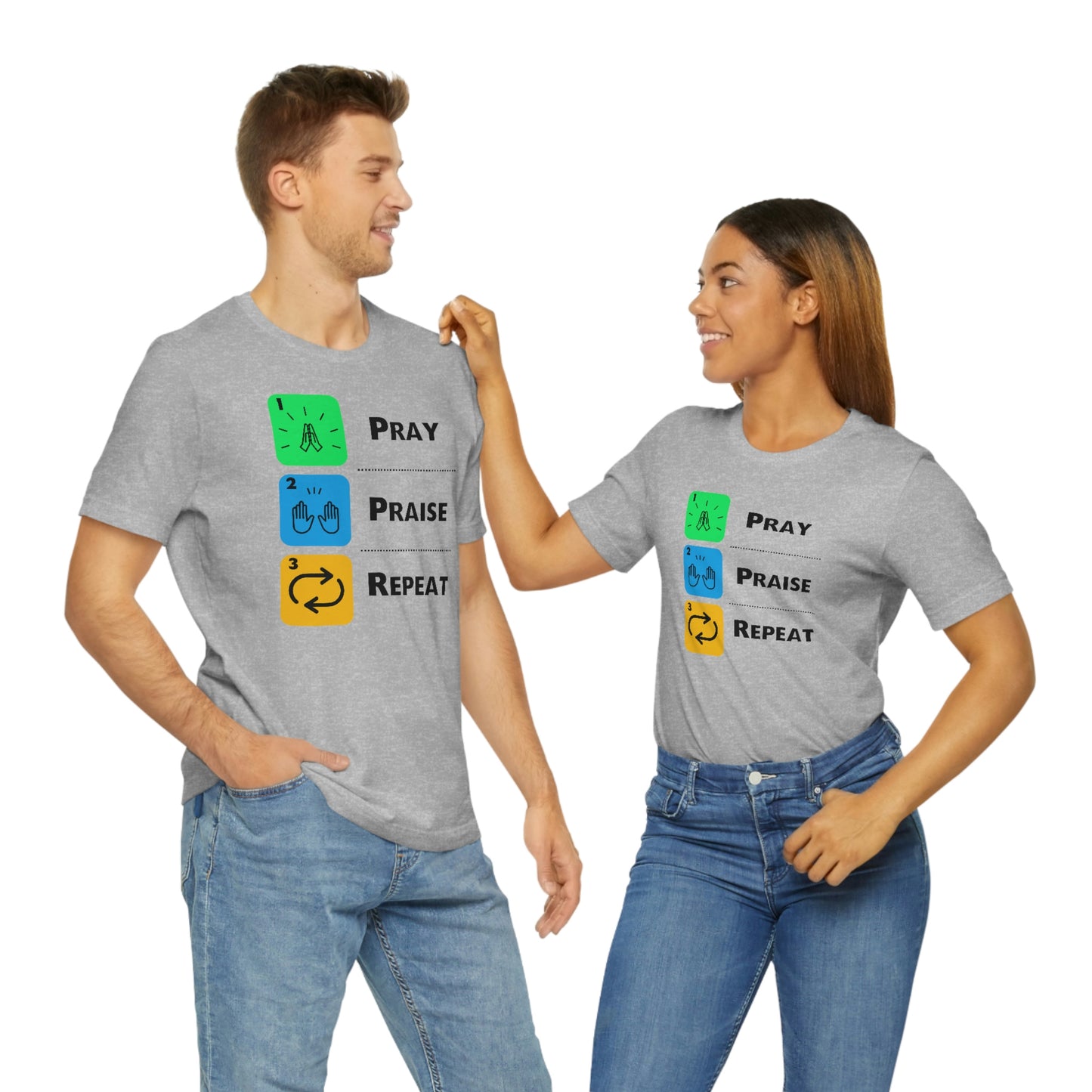 Unisex Pray, Praise, Repeat Short Sleeve T-Shirt (Palette 2)