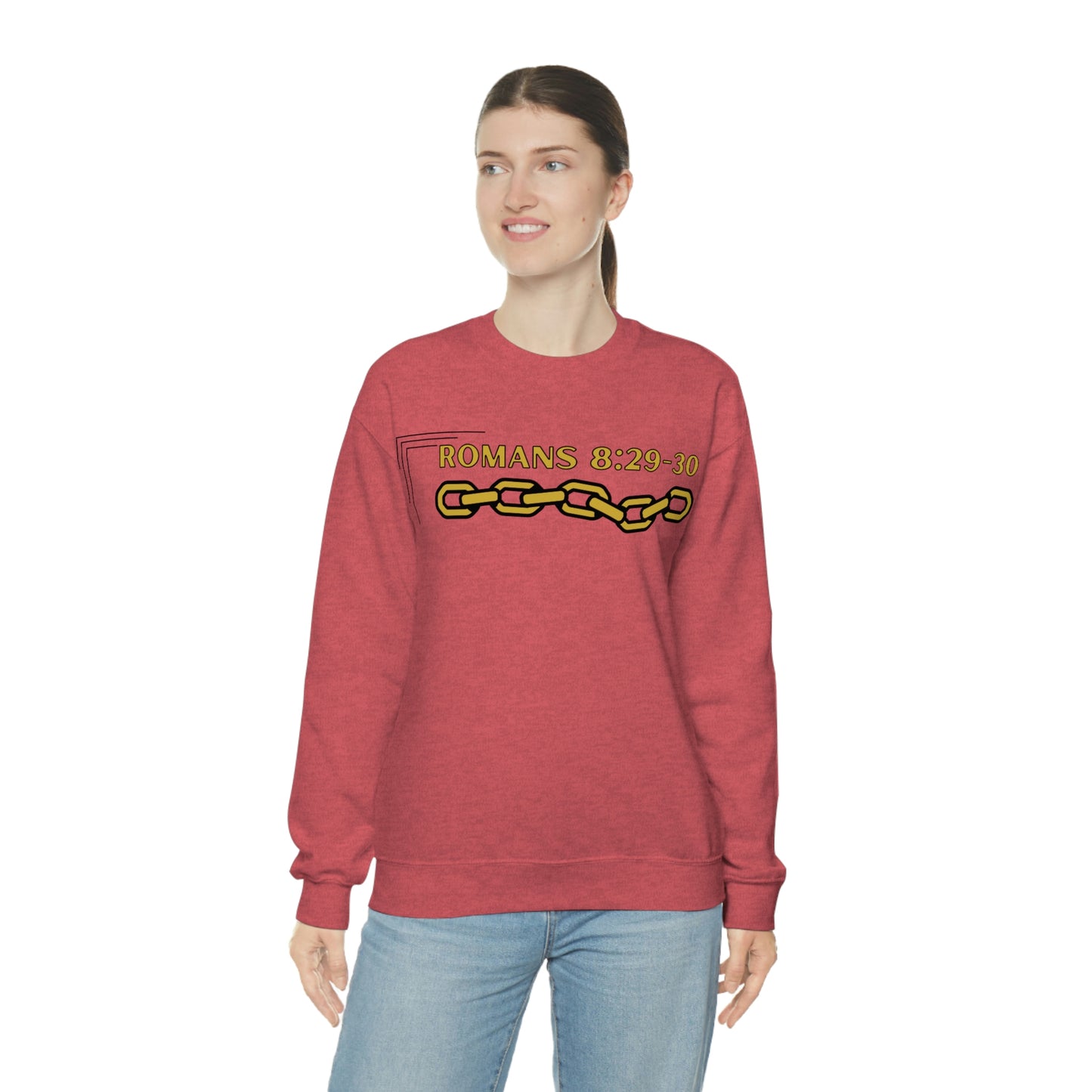 Unisex Golden Chain of Redemption (Romans 8:28-29) [Gold] Heavy Blend™ Crewneck Sweatshirt