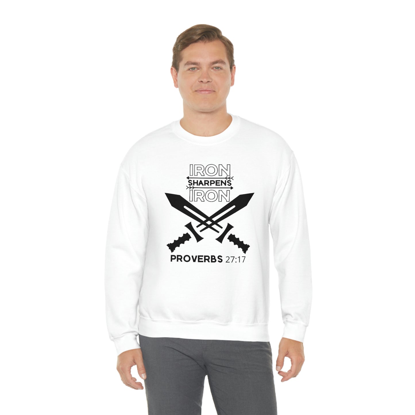 Men's Iron Sharpens Iron (Black Art) Heavy Blend™ Crewneck Sweatshirt