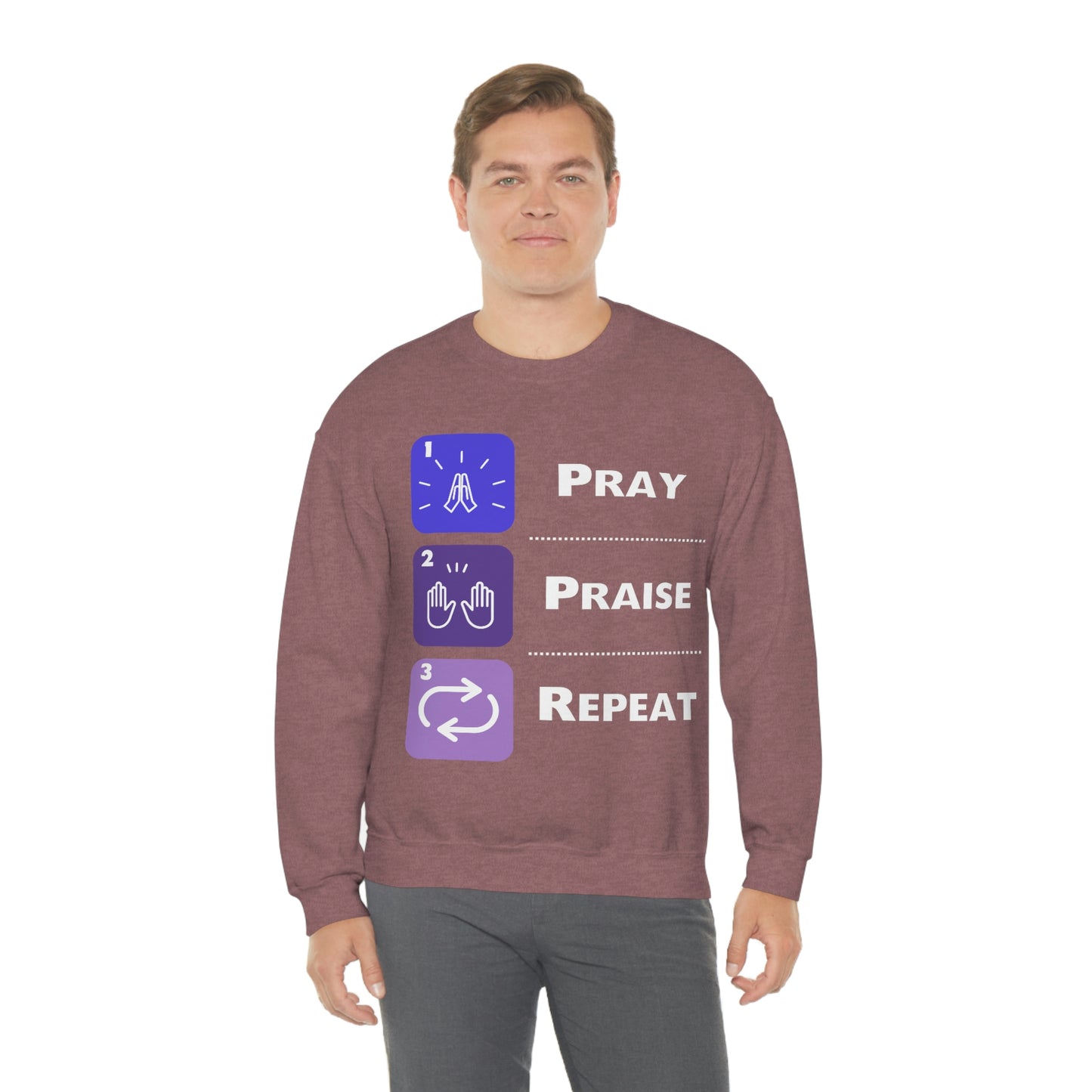 Unisex Pray, Praise, Repeat Heavy Blend™ Crewneck Sweatshirt (Palette 3)