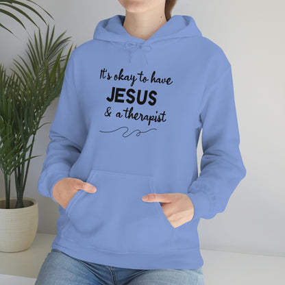 Women's Jesus & A Therapist (Black Text) Heavy Blend™ Hooded Sweatshirt