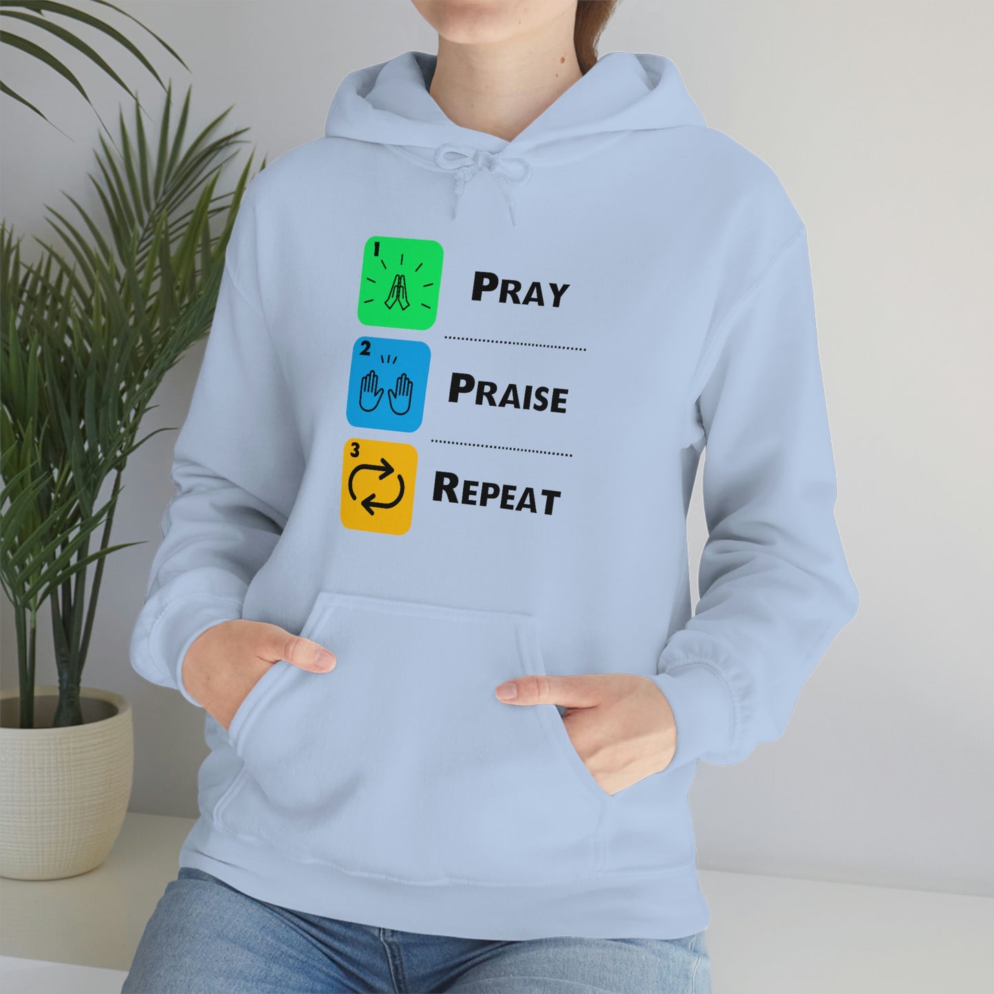 Unisex Pray, Praise, Repeat Heavy Blend™ Hooded Sweatshirt (Palette 2)