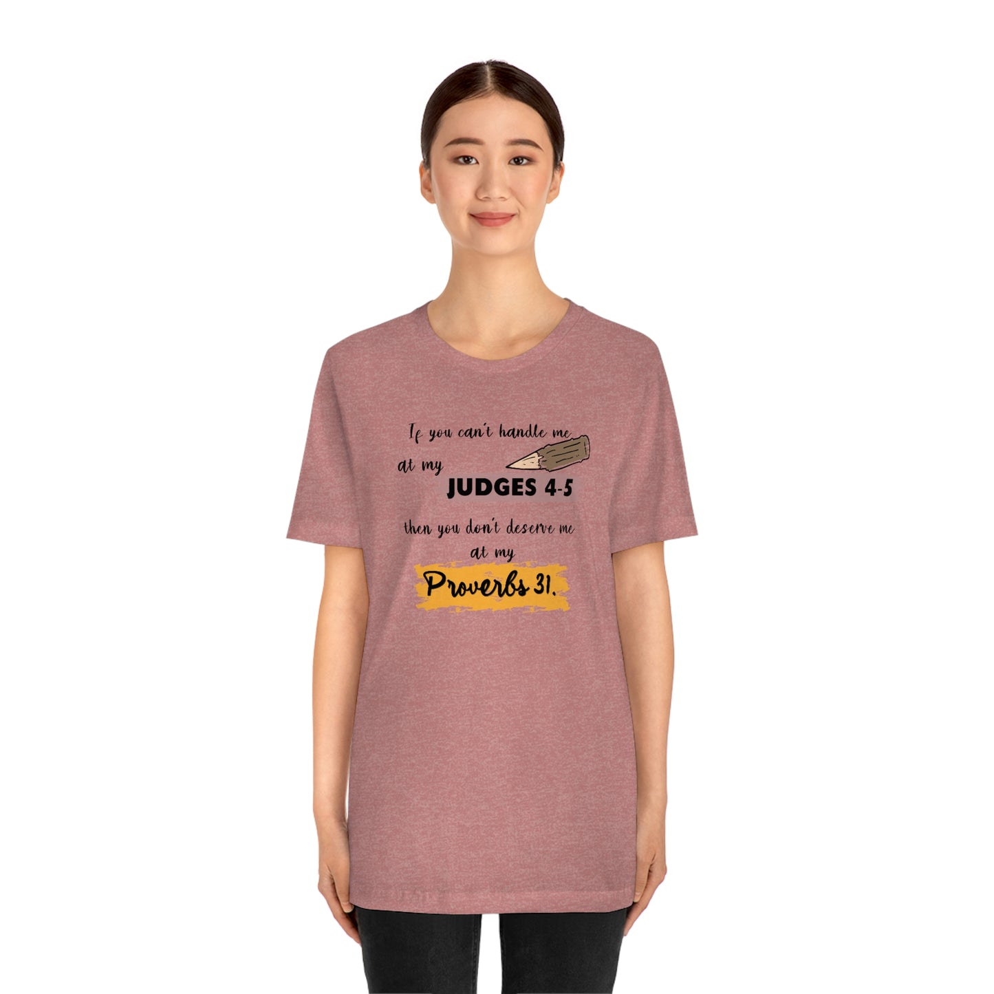 Women's Judges 4-5/Proverbs 31 (Black Text) Short Sleeve T-Shirt