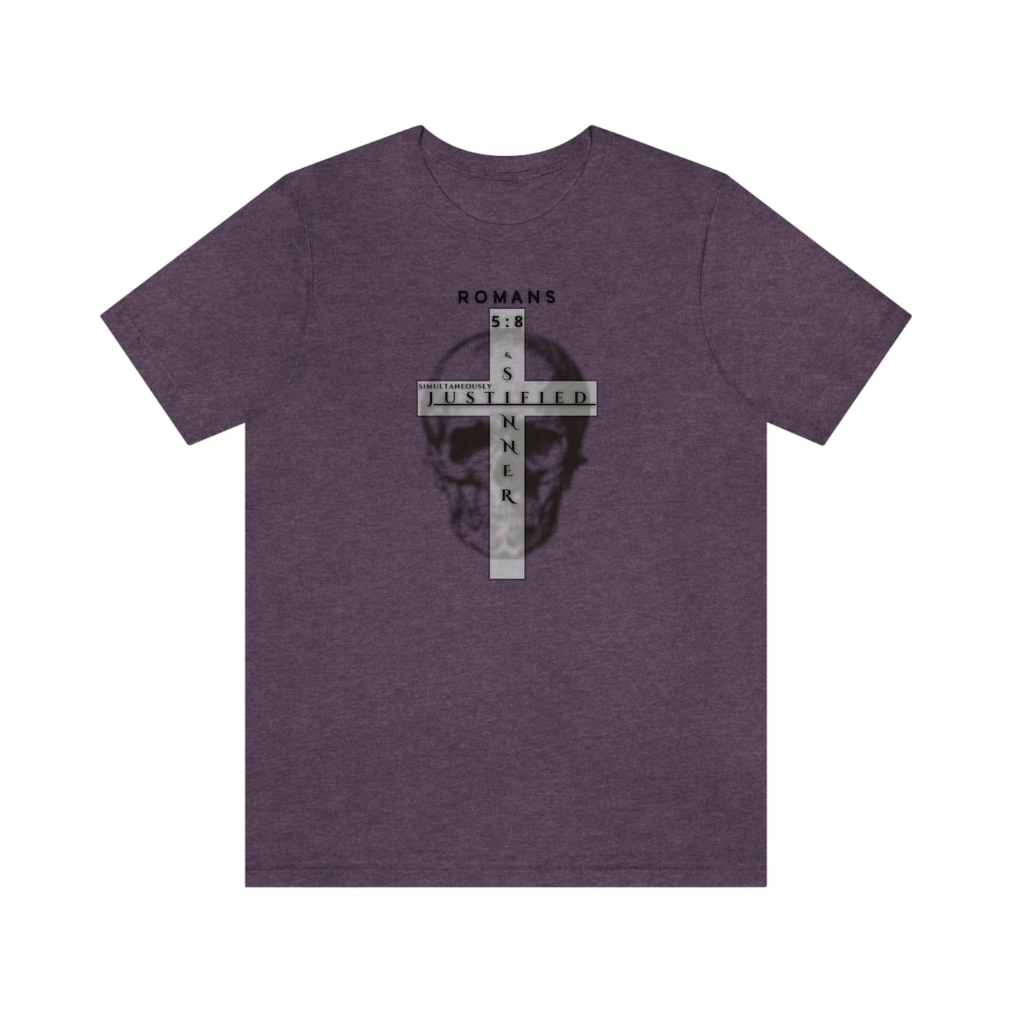 Men's Justified & Sinner (Romans 5:8) [Black Art] Short Sleeve T-Shirt