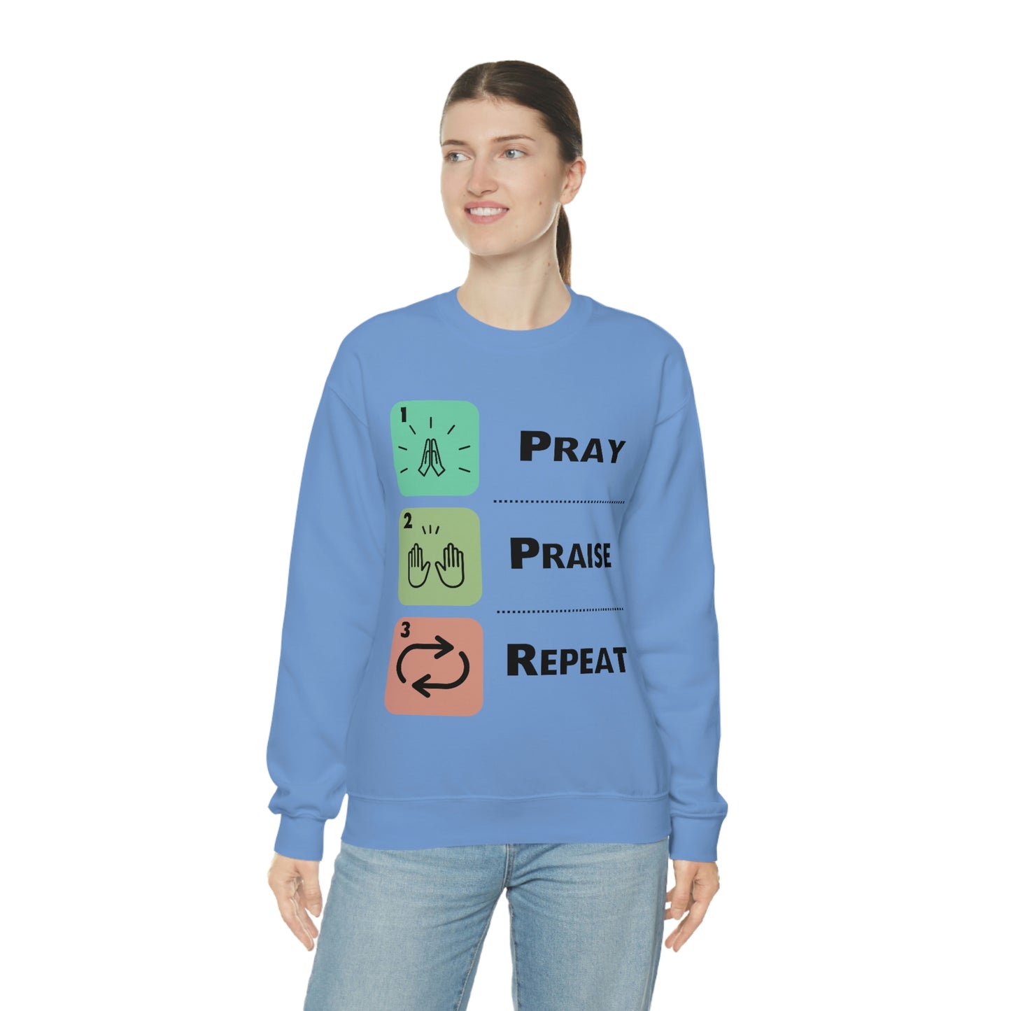 Unisex Pray, Praise, Repeat Heavy Blend™ Crewneck Sweatshirt (Palette 1)