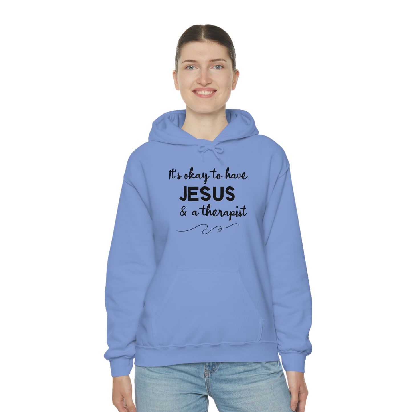 Women's Jesus & A Therapist (Black Text) Heavy Blend™ Hooded Sweatshirt